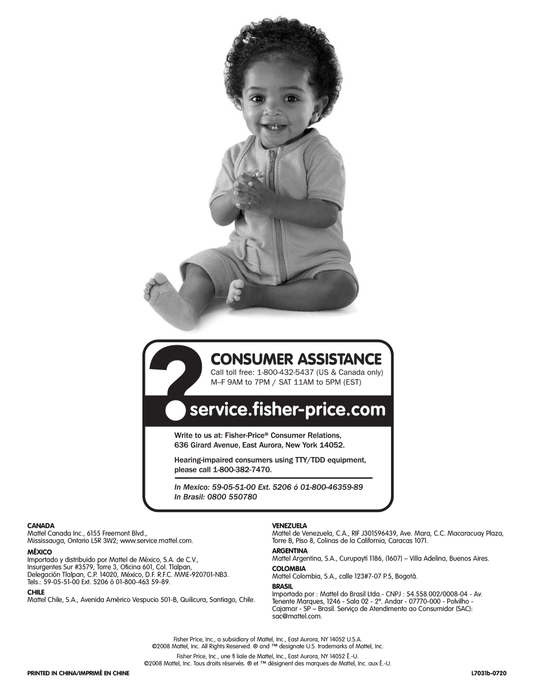 Fisher-Price L7031 manual Canada 