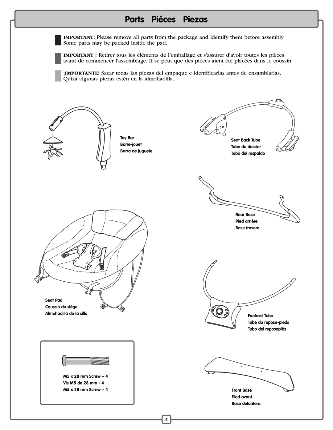 Fisher-Price L7193 manual Parts Pièces Piezas 