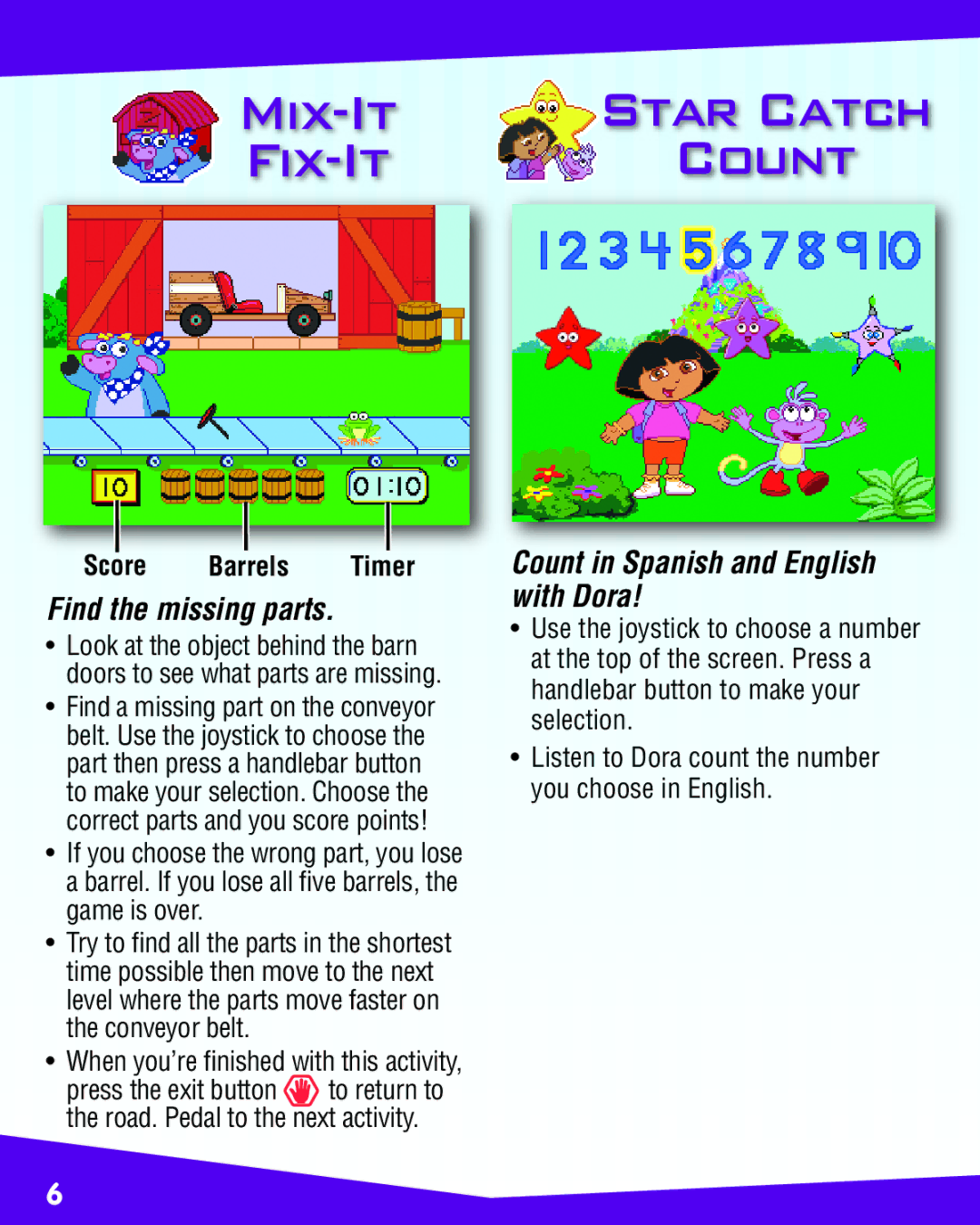 Fisher-Price L7910 Mix-It, Fix-It, Find the missing parts, Count in Spanish and English with Dora, Score Barrels Timer 