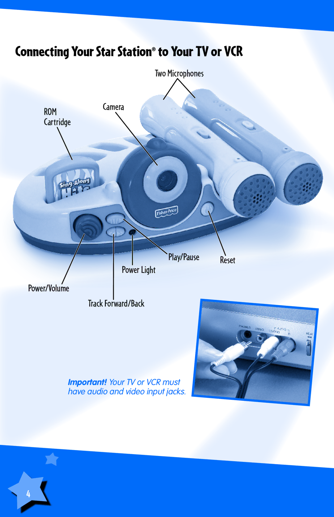 Fisher-Price L8145 instruction sheet Connecting Your Star Station to Your TV or VCR 