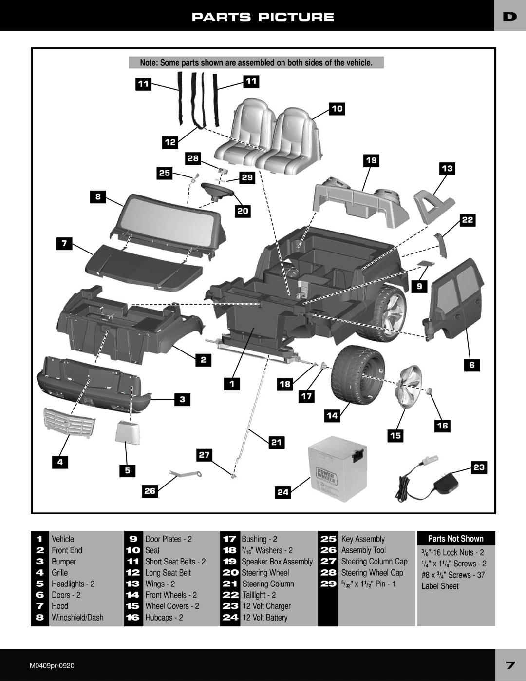 Fisher-Price M0409 owner manual Parts Picture 