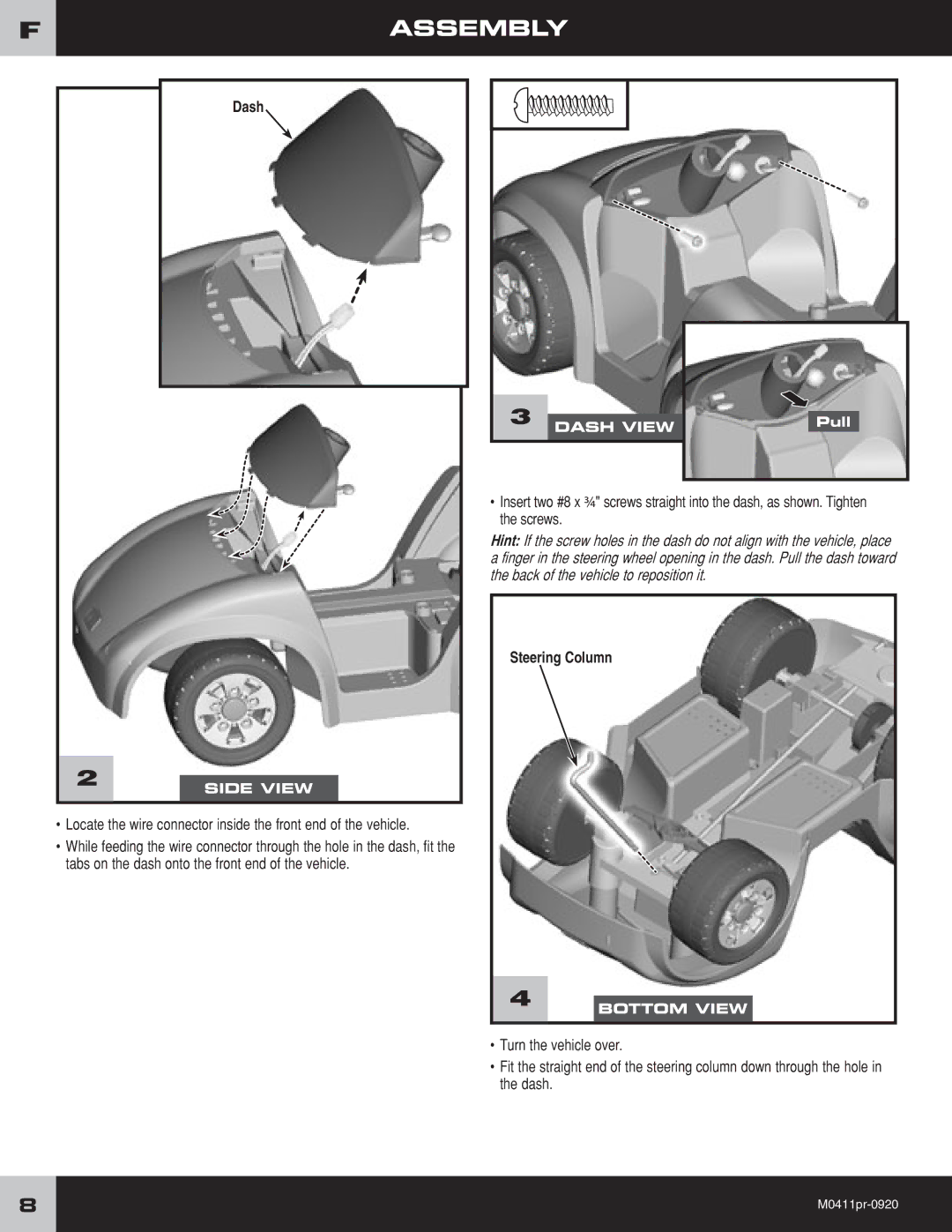 Fisher-Price M0411 owner manual Screws, Steering Column 