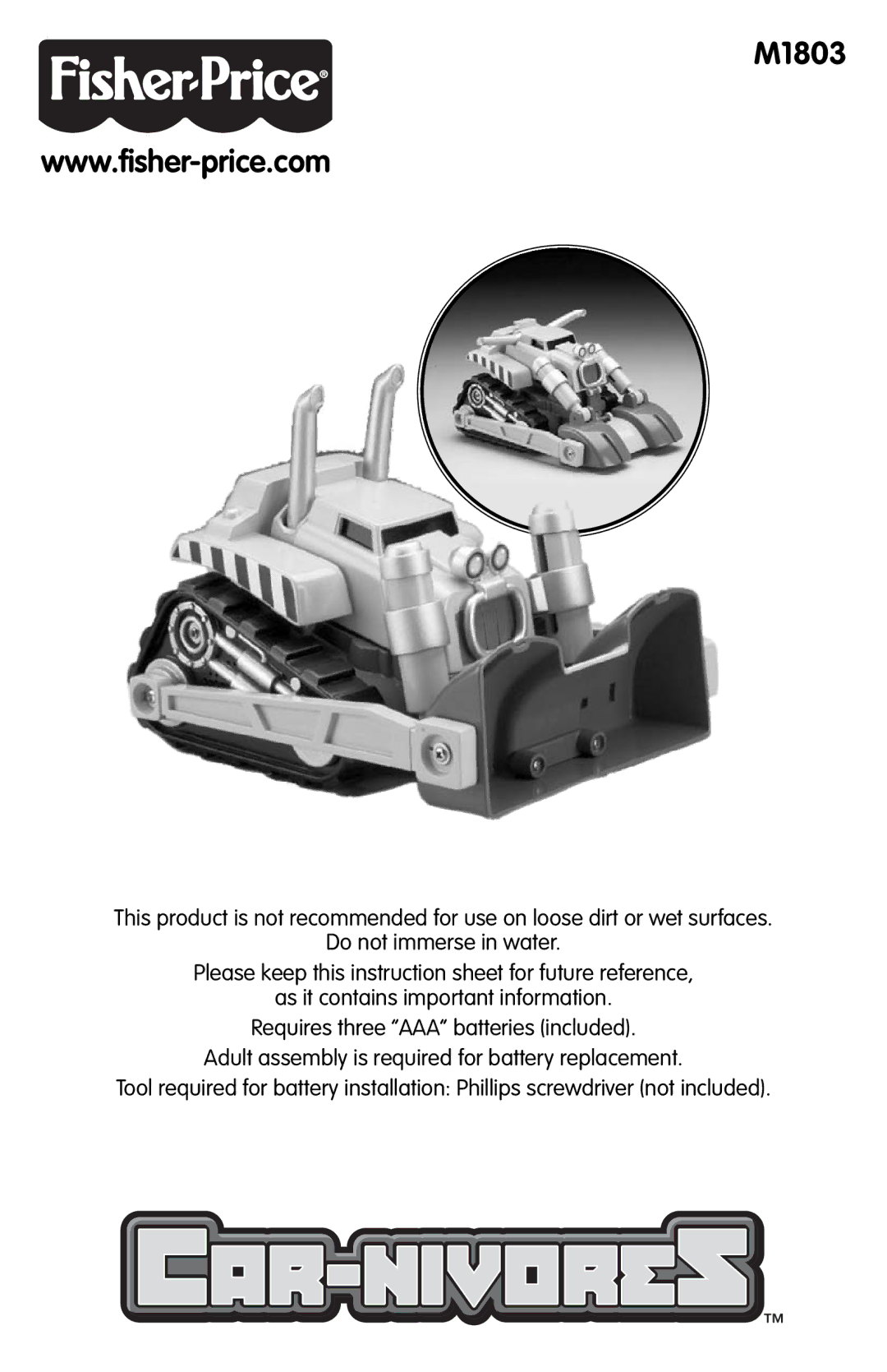 Fisher-Price M1803 instruction sheet 