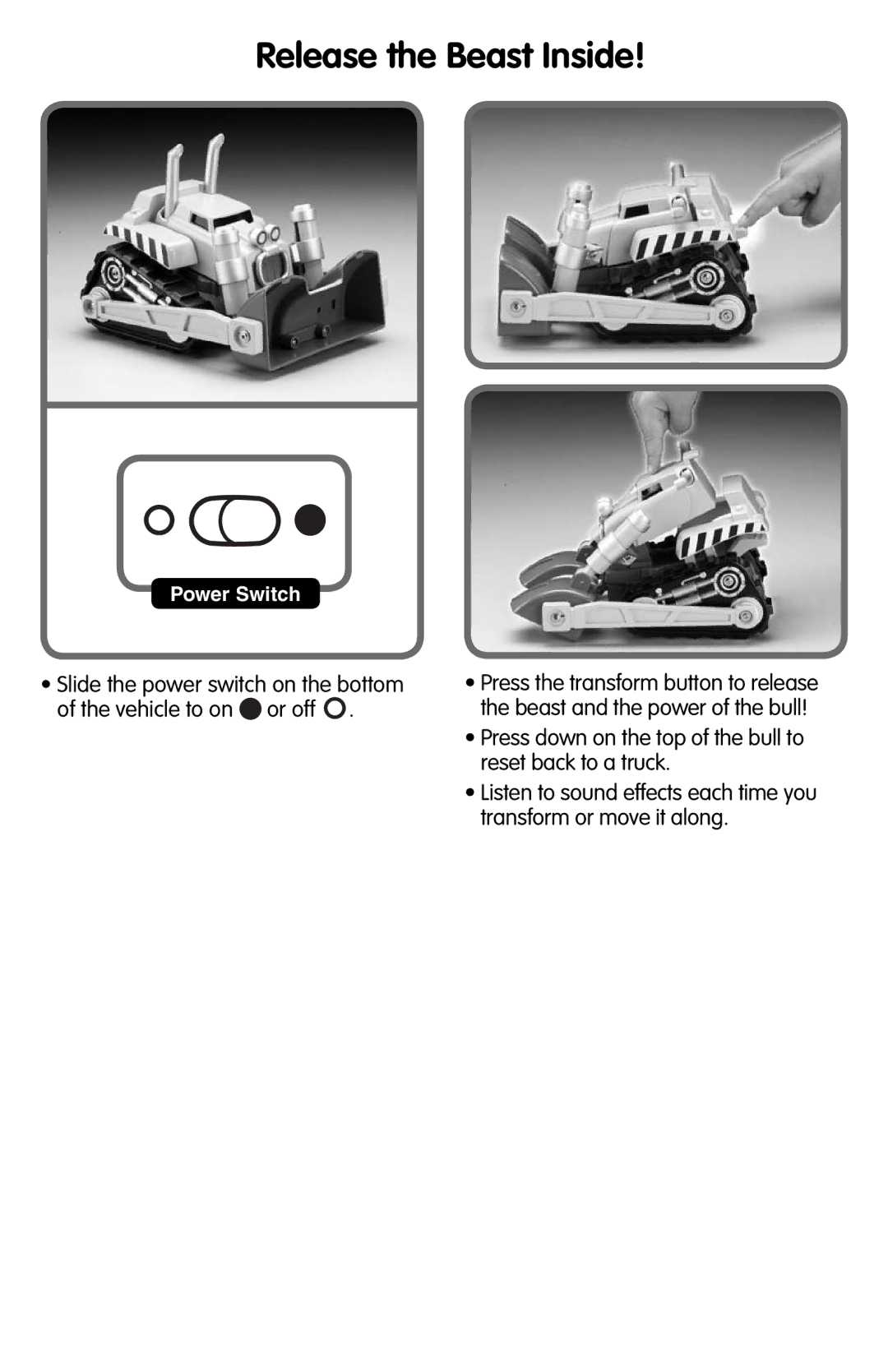 Fisher-Price M1803 instruction sheet Release the Beast Inside, Power Switch 