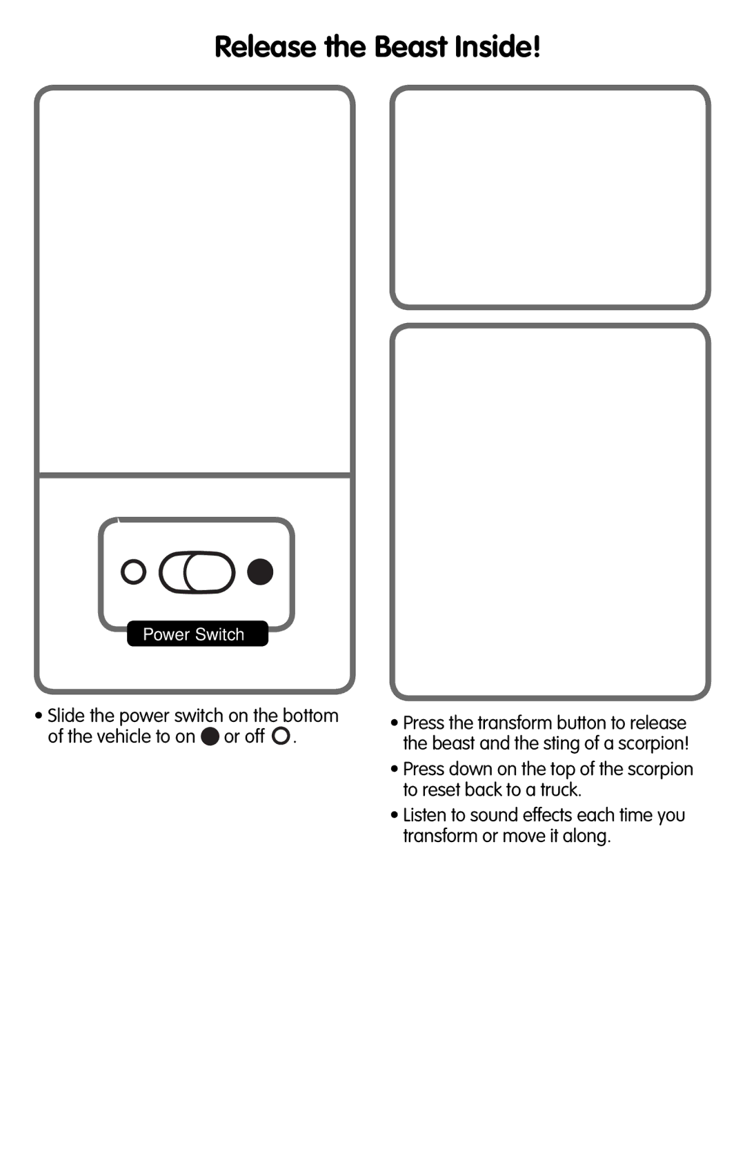 Fisher-Price M1804 instruction sheet Release the Beast Inside, Power Switch 