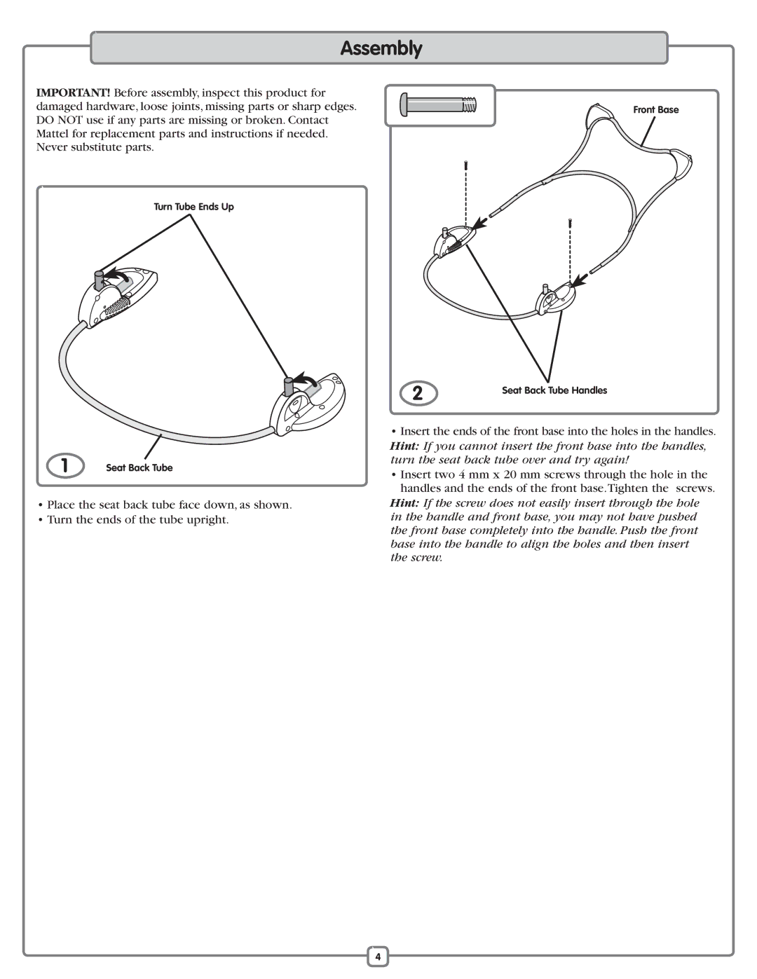 Fisher-Price M2055 manual Assembly 