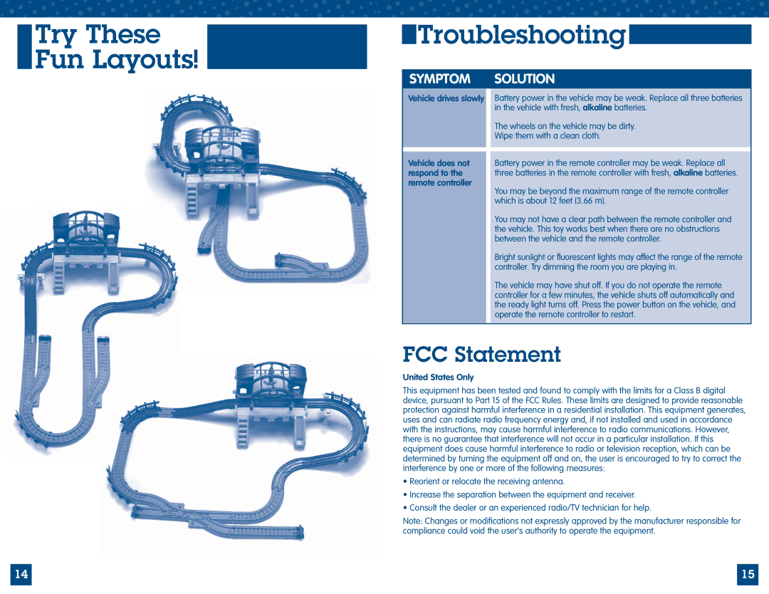 Fisher-Price M2809 manual Try These Fun Layouts Troubleshooting, United States Only 