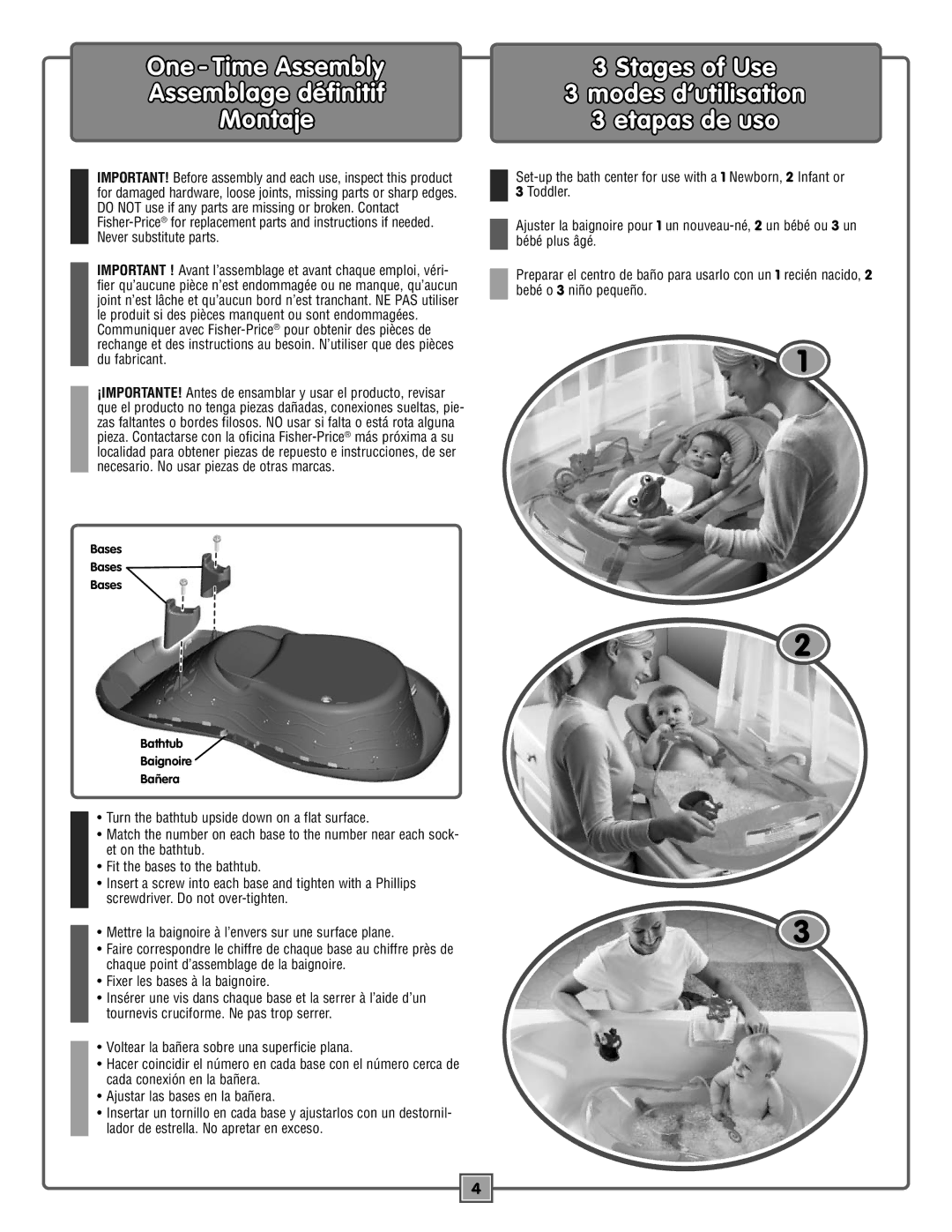 Fisher-Price M3177 manual Montaje, Etapas de uso 