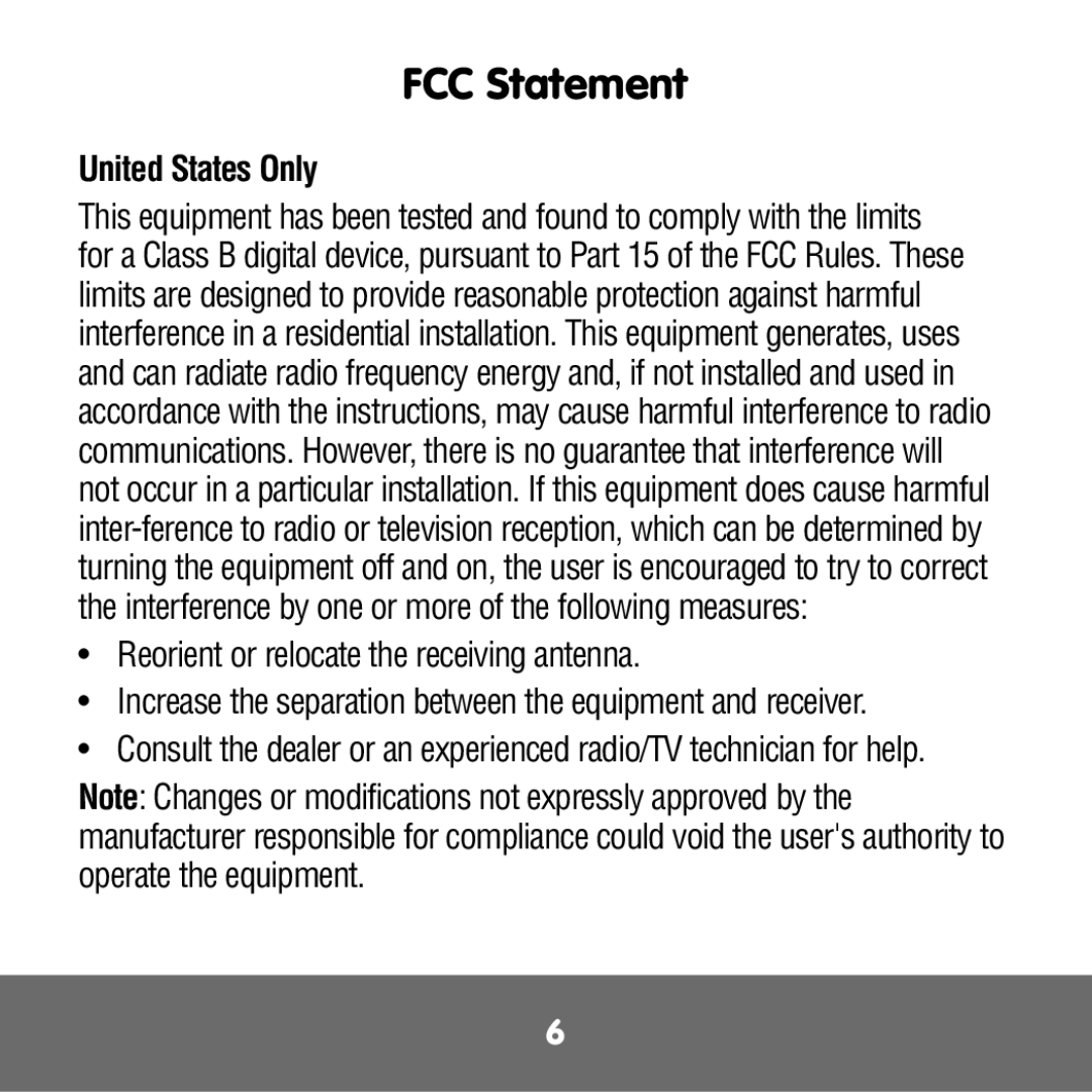 Fisher-Price M4042 instruction sheet FCC Statement, United States Only 