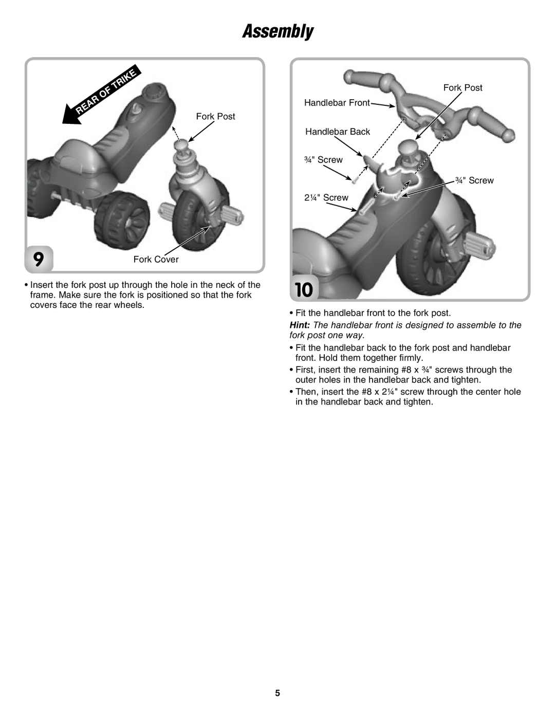 Fisher-Price M5727 instruction sheet Assembly 