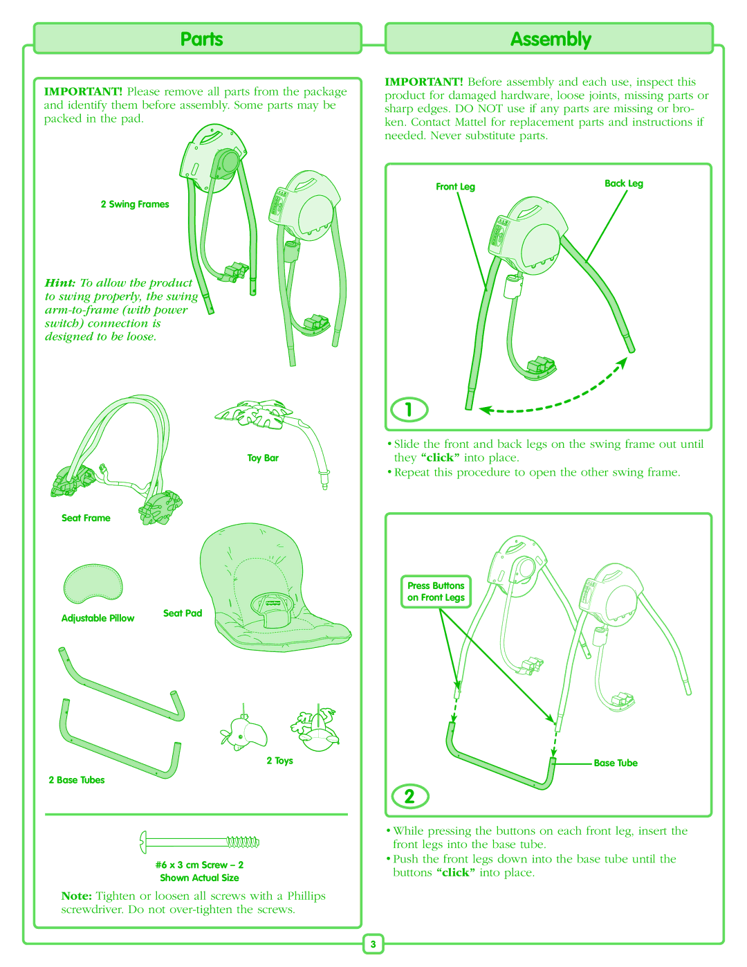 Fisher-Price M6711 manual Parts, Assembly 