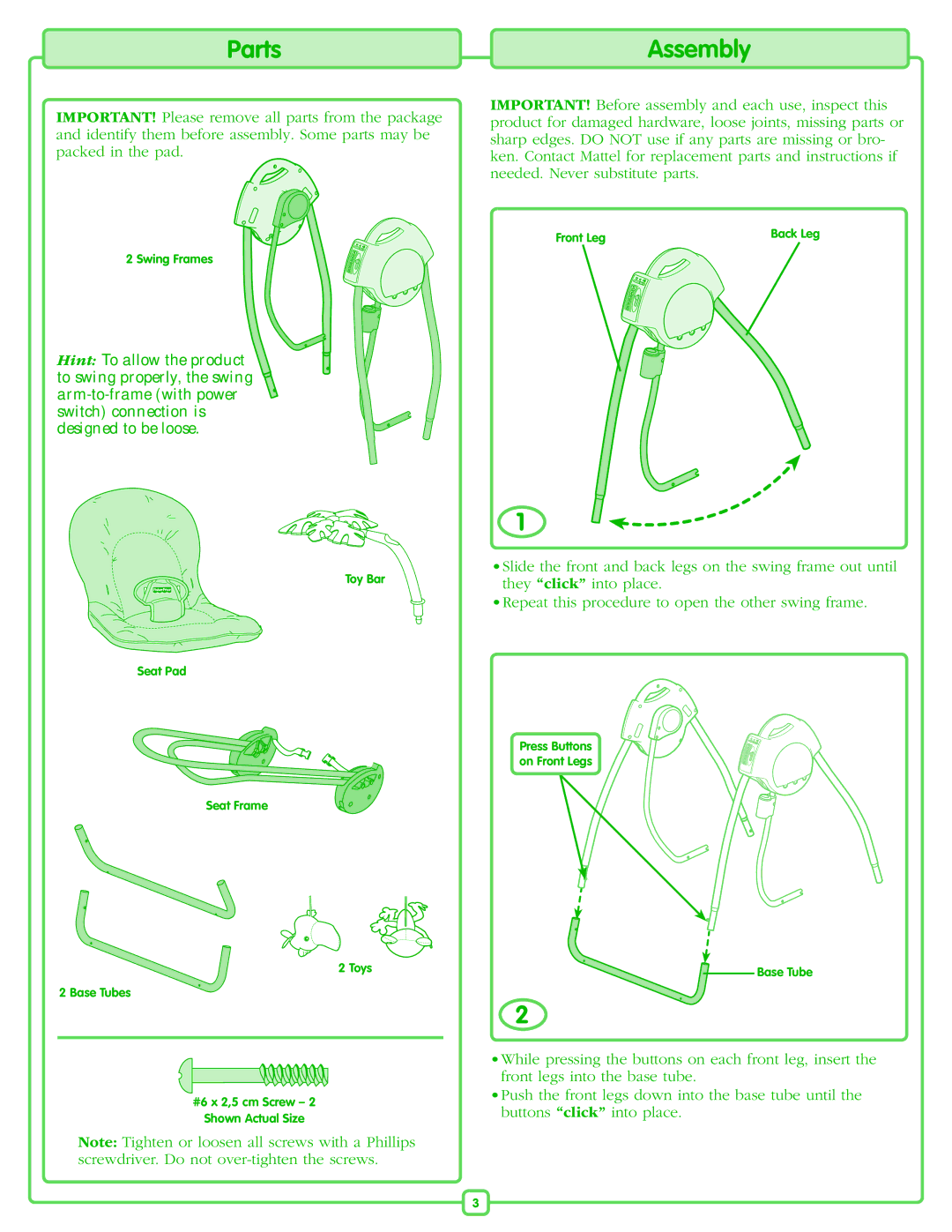 Fisher-Price M6711 manual Parts, Assembly 