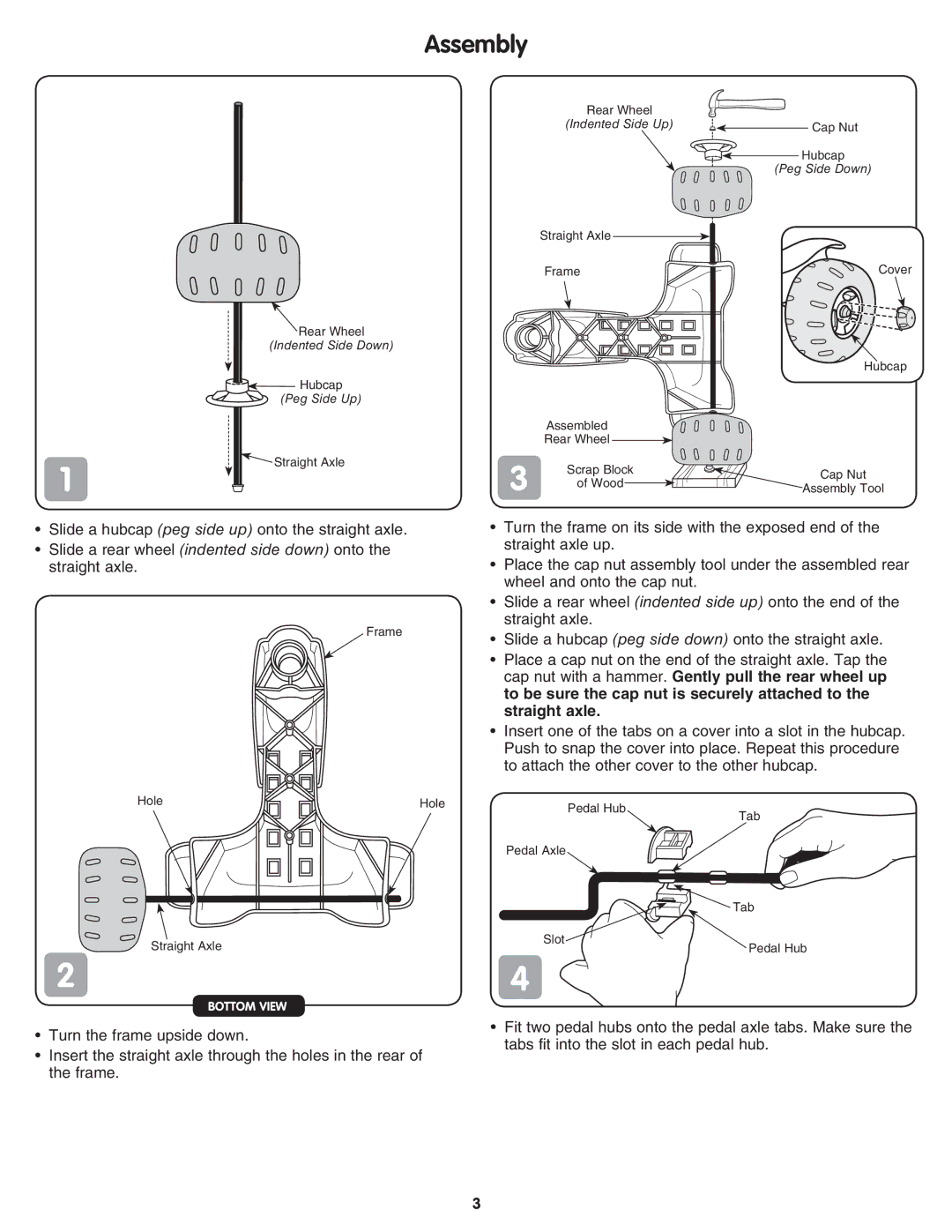 Fisher-Price M6784 instruction sheet Assembly, Peg Side Down 