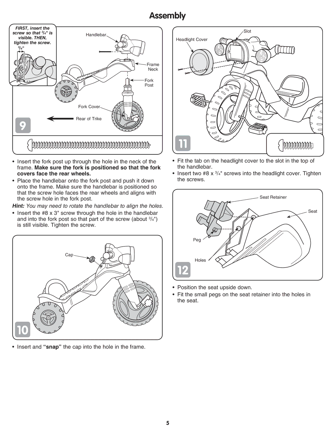 Fisher-Price M6784 instruction sheet Assembly 