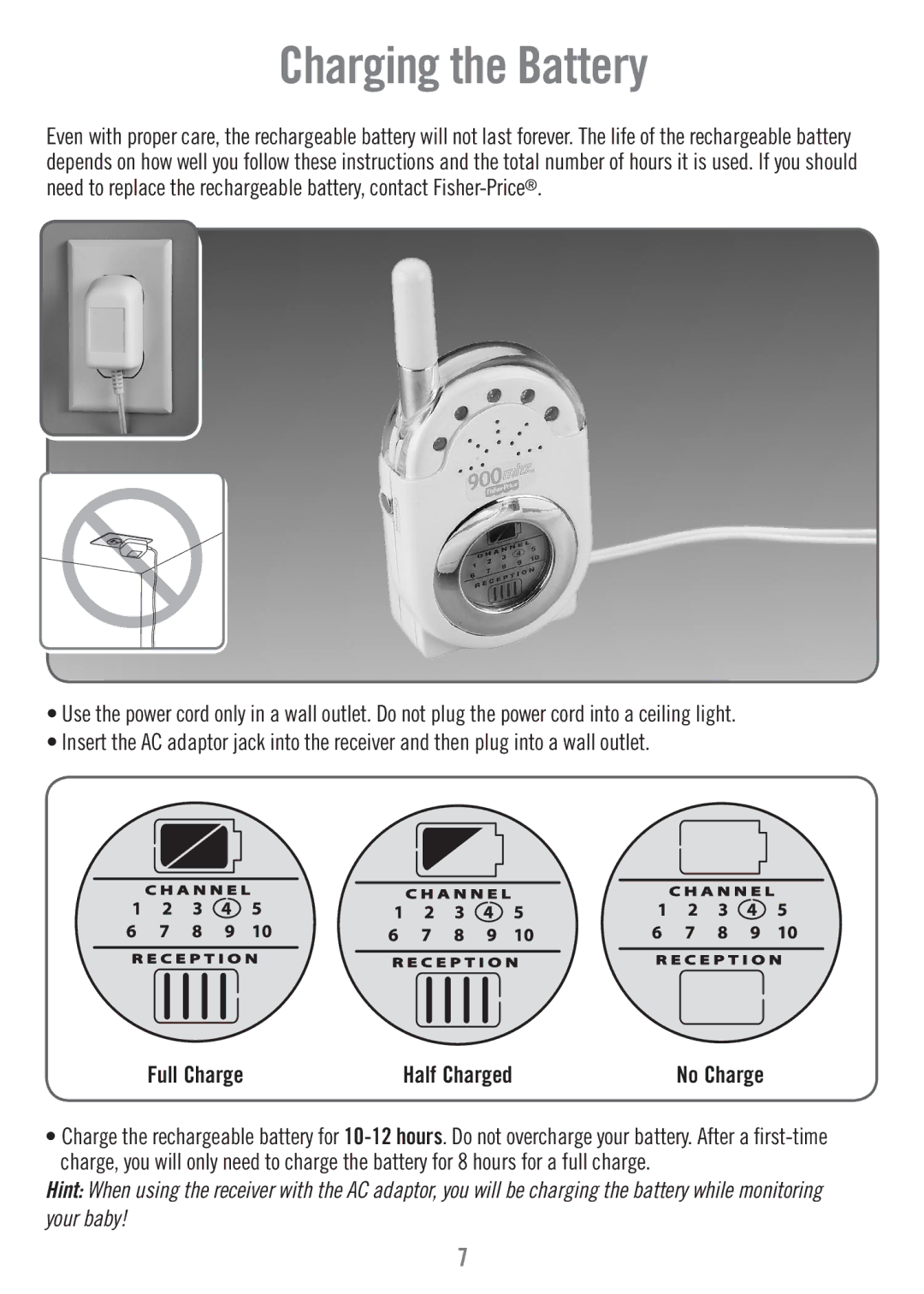 Fisher-Price M7949 manual Charging the Battery 