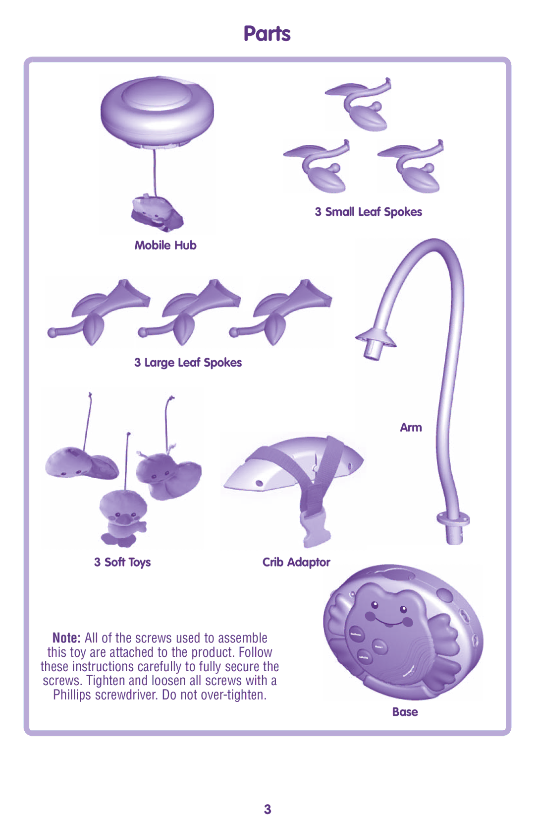 Fisher-Price M9970 instruction sheet Parts 