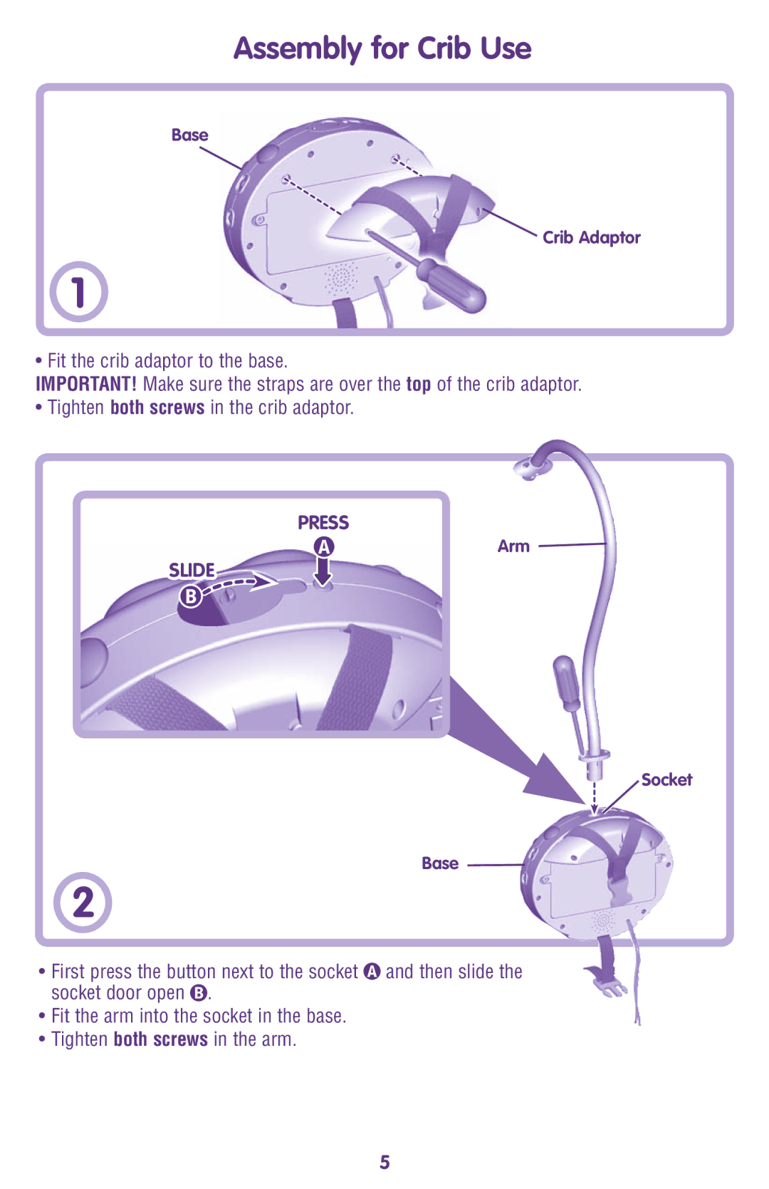 Fisher-Price M9970 instruction sheet Assembly for Crib Use, Slide 