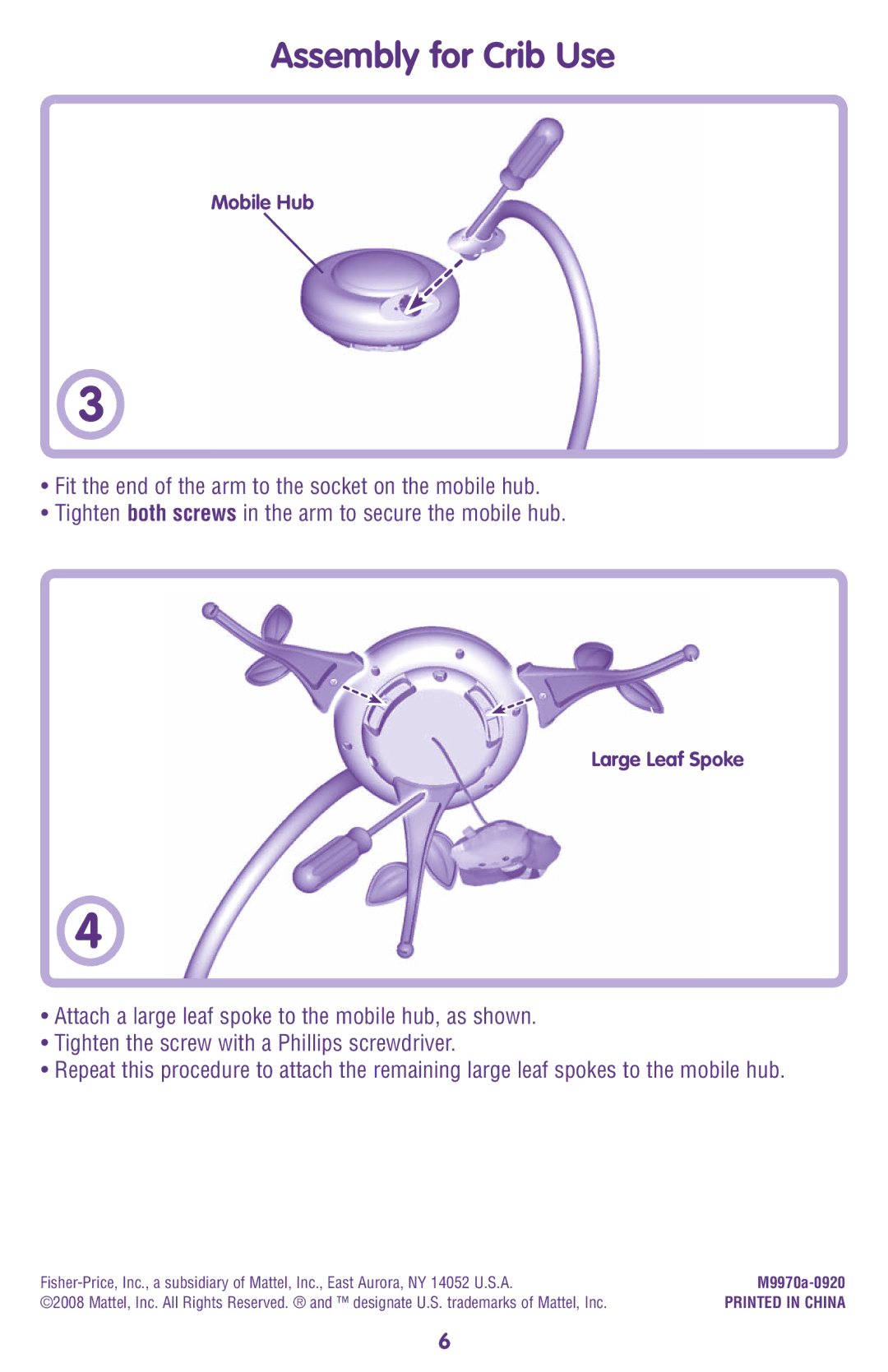 Fisher-Price M9970 instruction sheet Large Leaf Spoke 