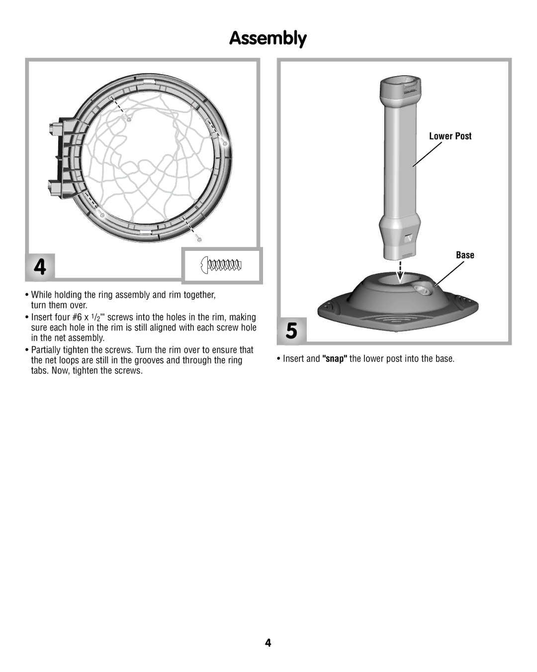 Fisher-Price N0459 instruction sheet Net assembly 