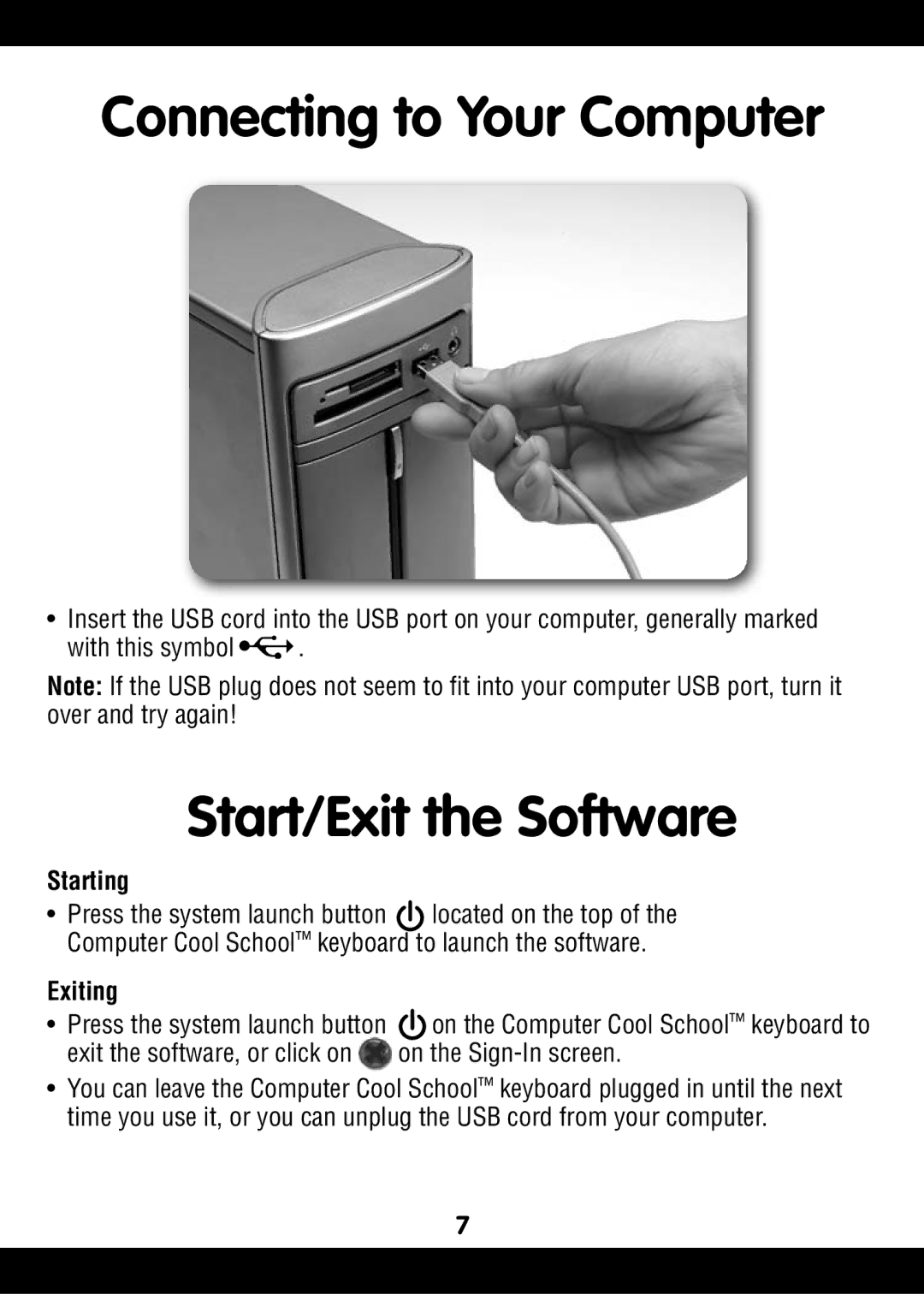 Fisher-Price N102 / Z83 manual Connecting to Your Computer, Start/Exit the Software, Starting, Exiting 