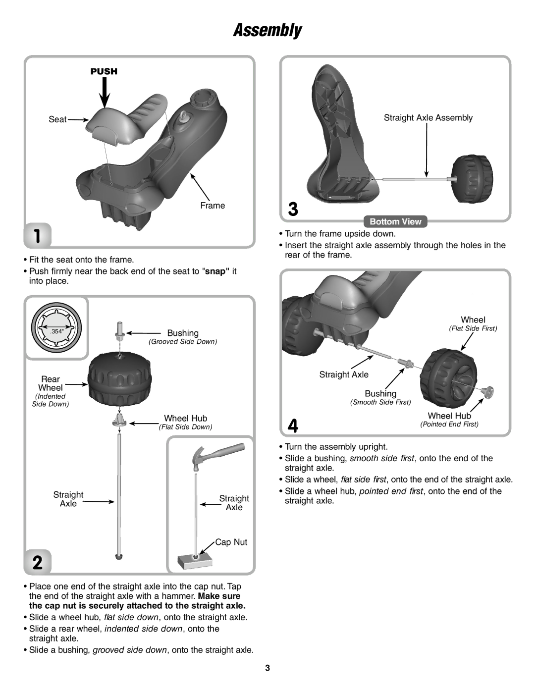 Fisher-Price N6021 instruction sheet Assembly, Bottom View 