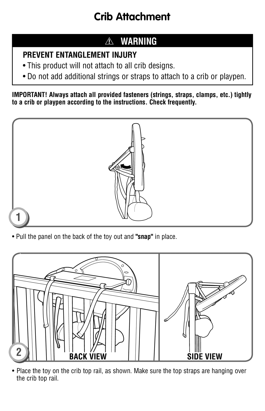 Fisher-Price N7321 manual Crib Attachment, Prevent Entanglement Injury 