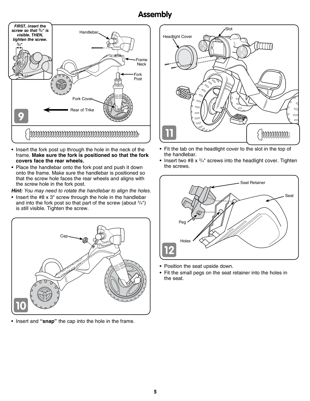 Fisher-Price N8416 instruction sheet Assembly 