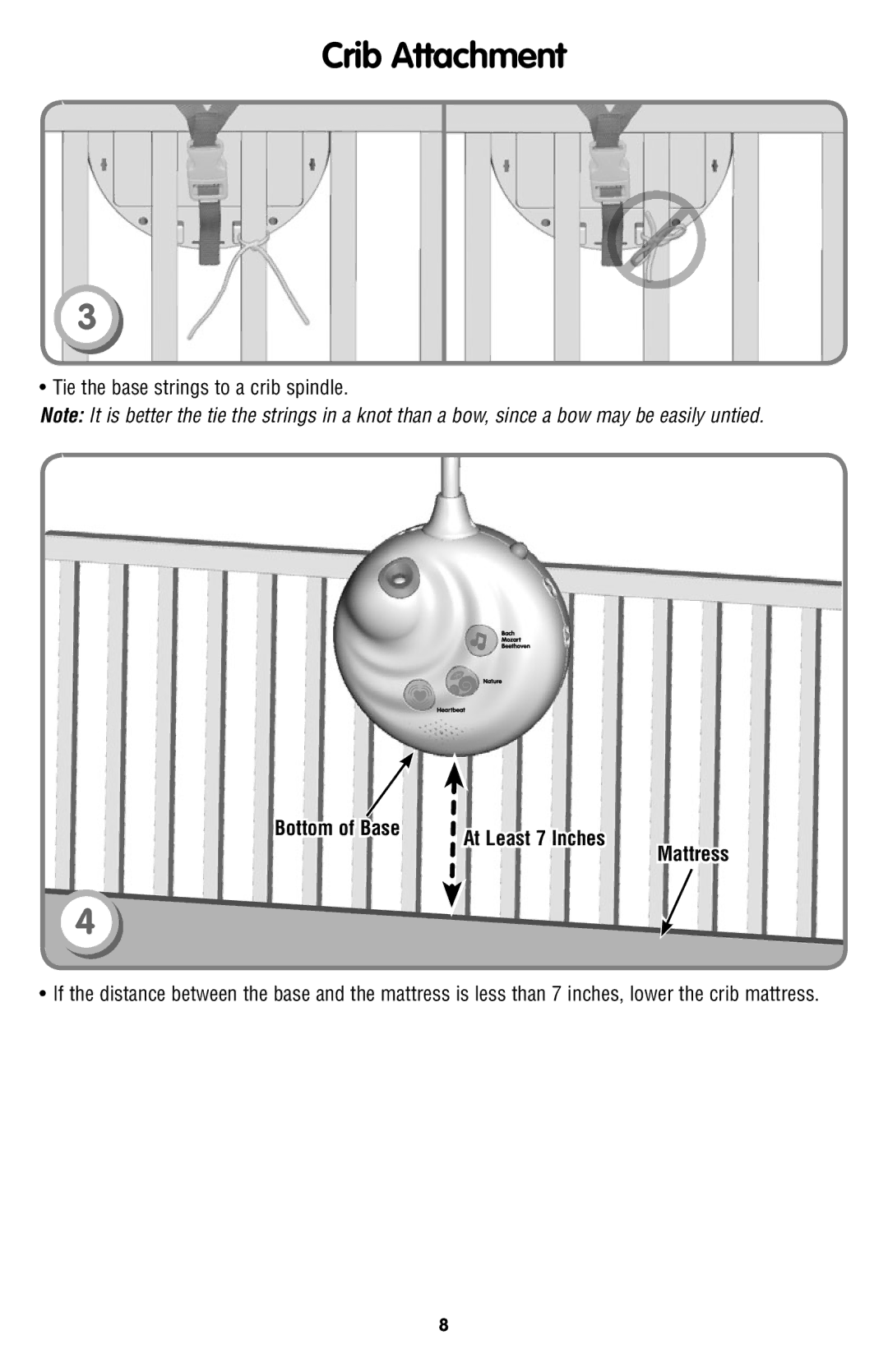 Fisher-Price N8849 instruction sheet Bottom of Base, Mattress 