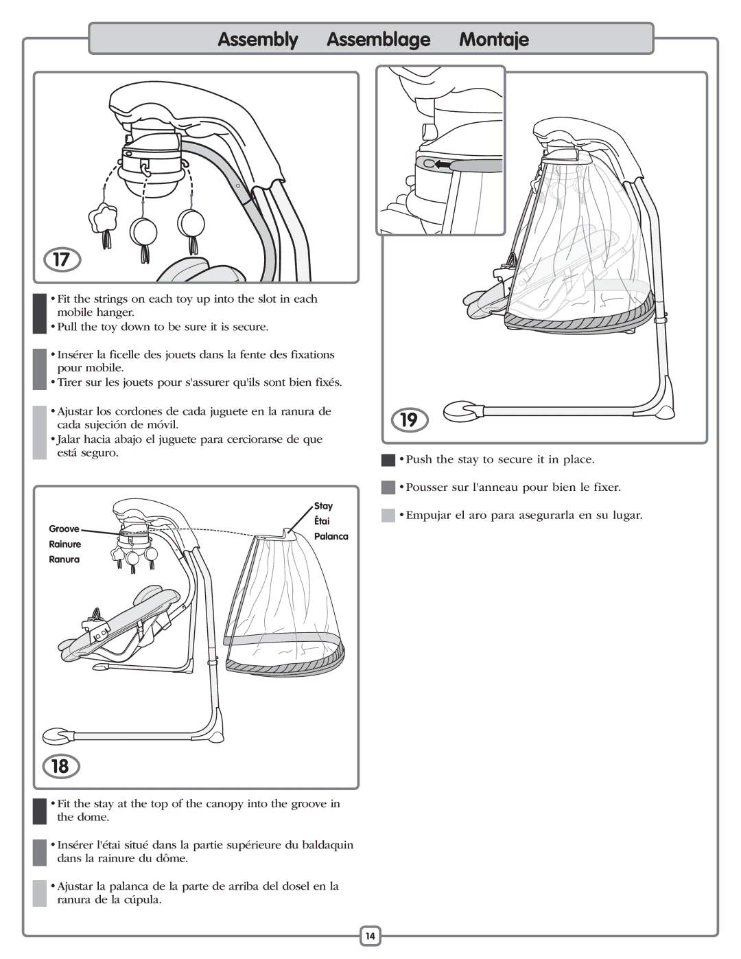 Fisher-Price P0097 manual Empujar el aro para asegurarla en su lugar 