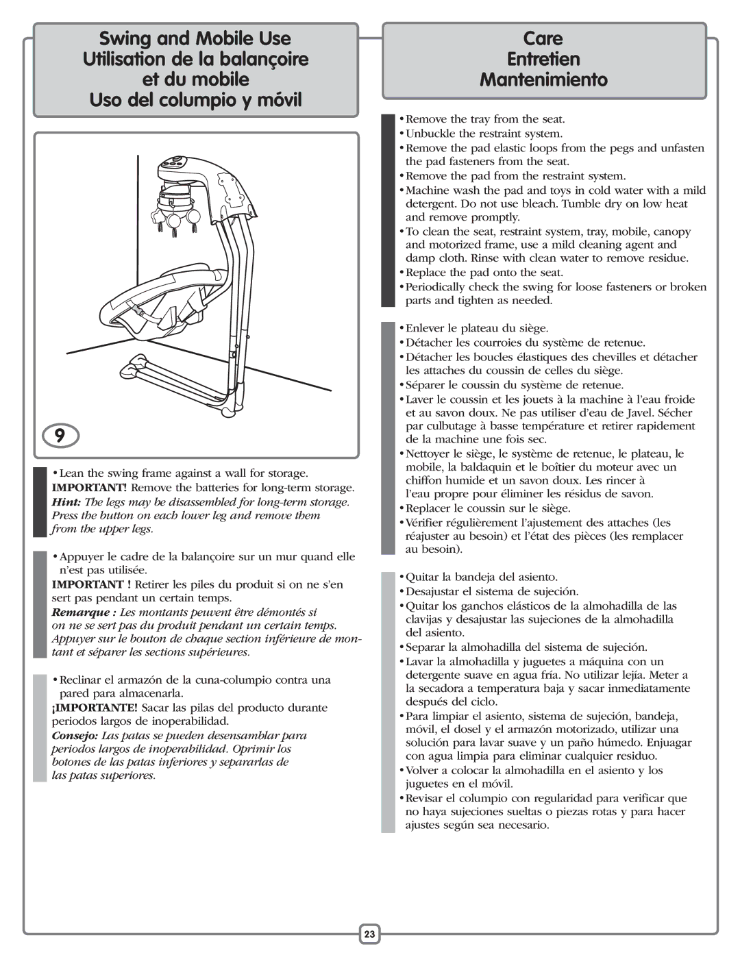 Fisher-Price P0097 manual Care Entretien Mantenimiento 