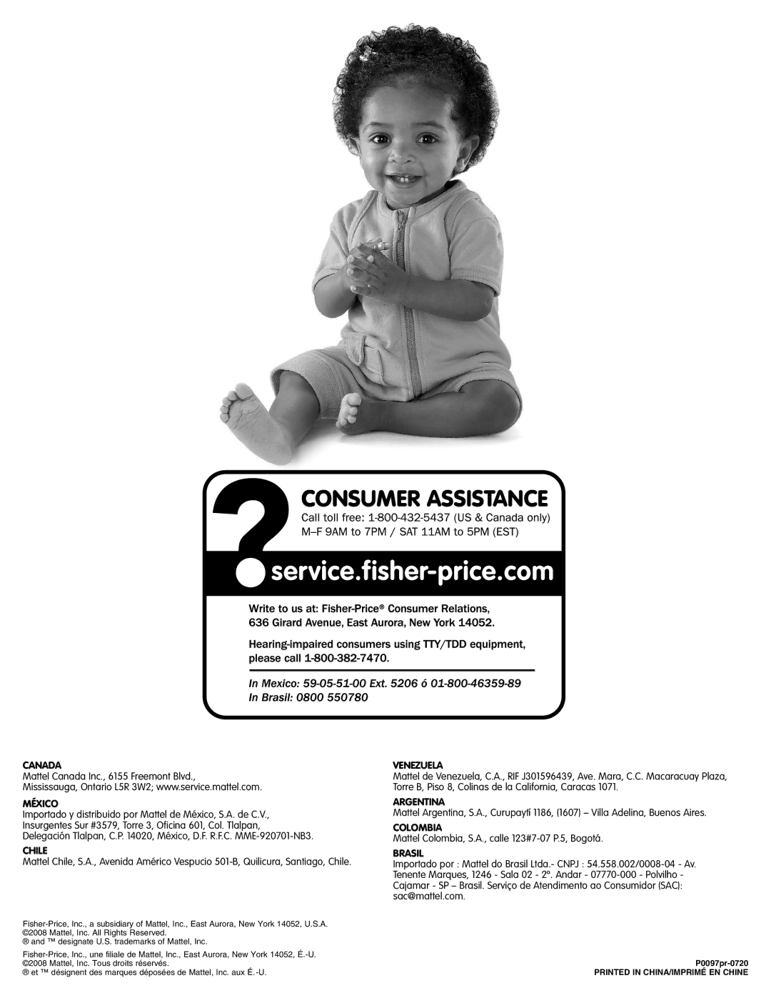 Fisher-Price P0097 manual Canada 