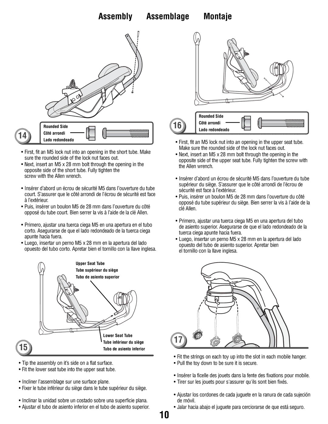 Fisher-Price P2255 manual El tornillo con la llave inglesa, Pull the toy down to be sure it is secure 