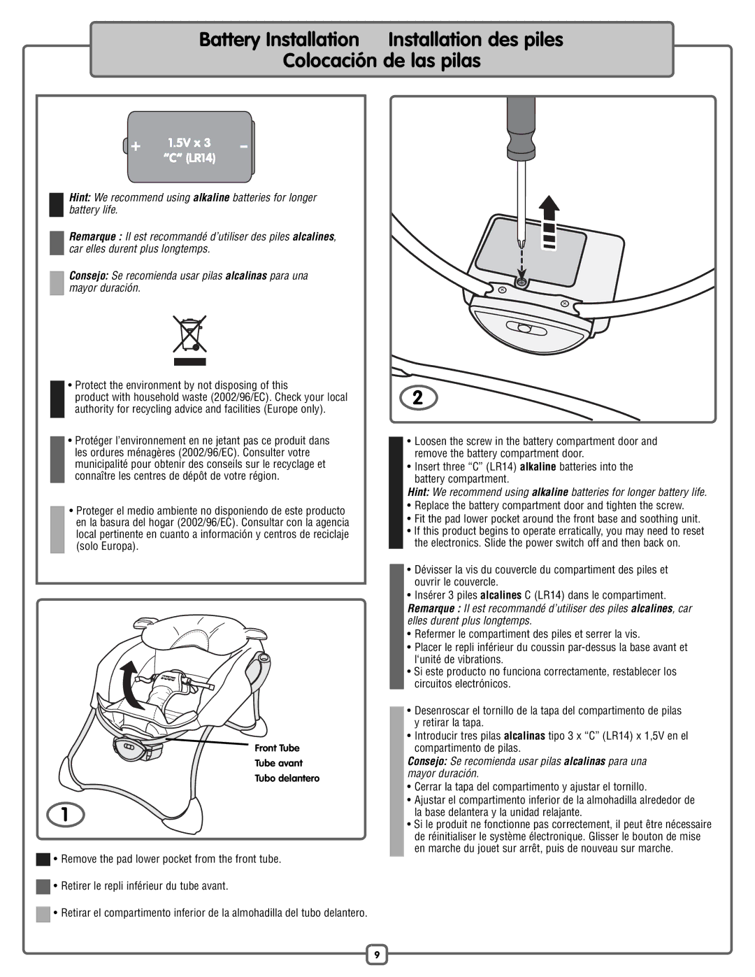 Fisher-Price P2792 manual Protect the environment by not disposing of this 