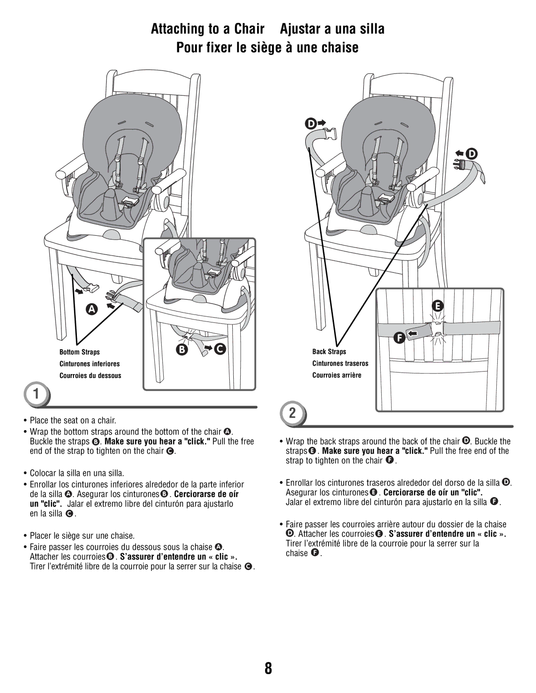 Fisher-Price T3763, P3556, P3259, L1907, J5933, H9499, T3765, T1899 Bottom Straps Cinturones inferiores Courroies du dessous 