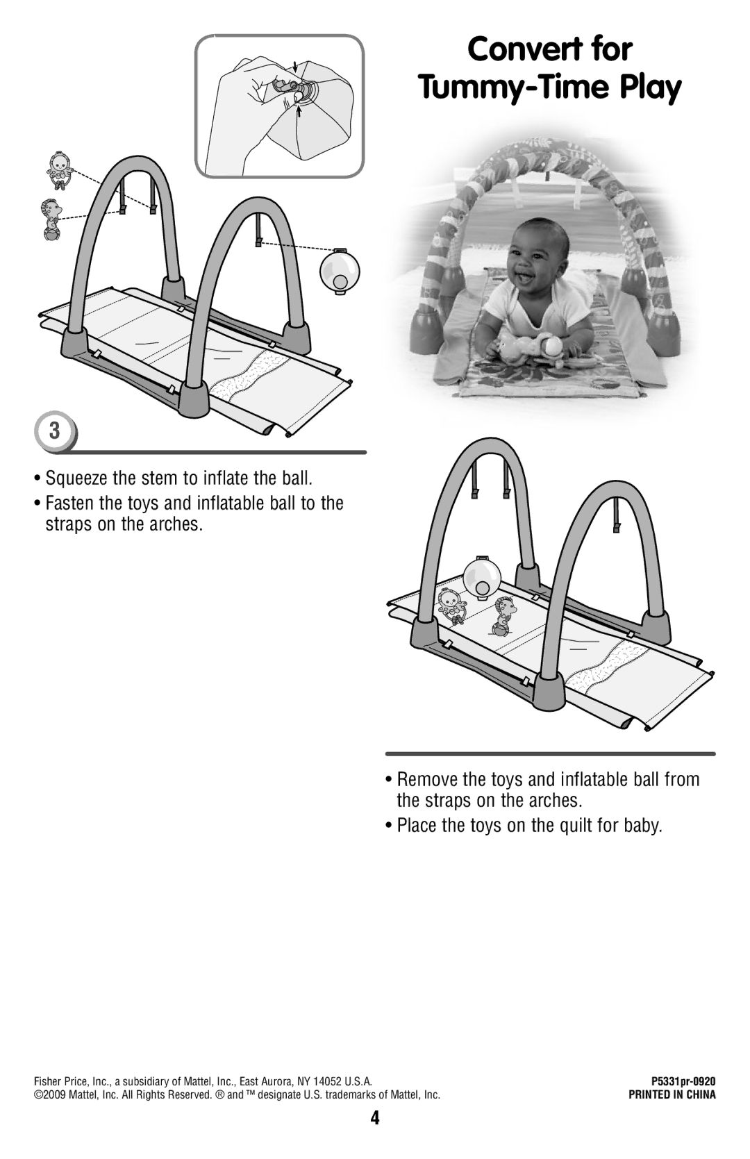 Fisher-Price P5331 manual Convert for Tummy-Time Play 