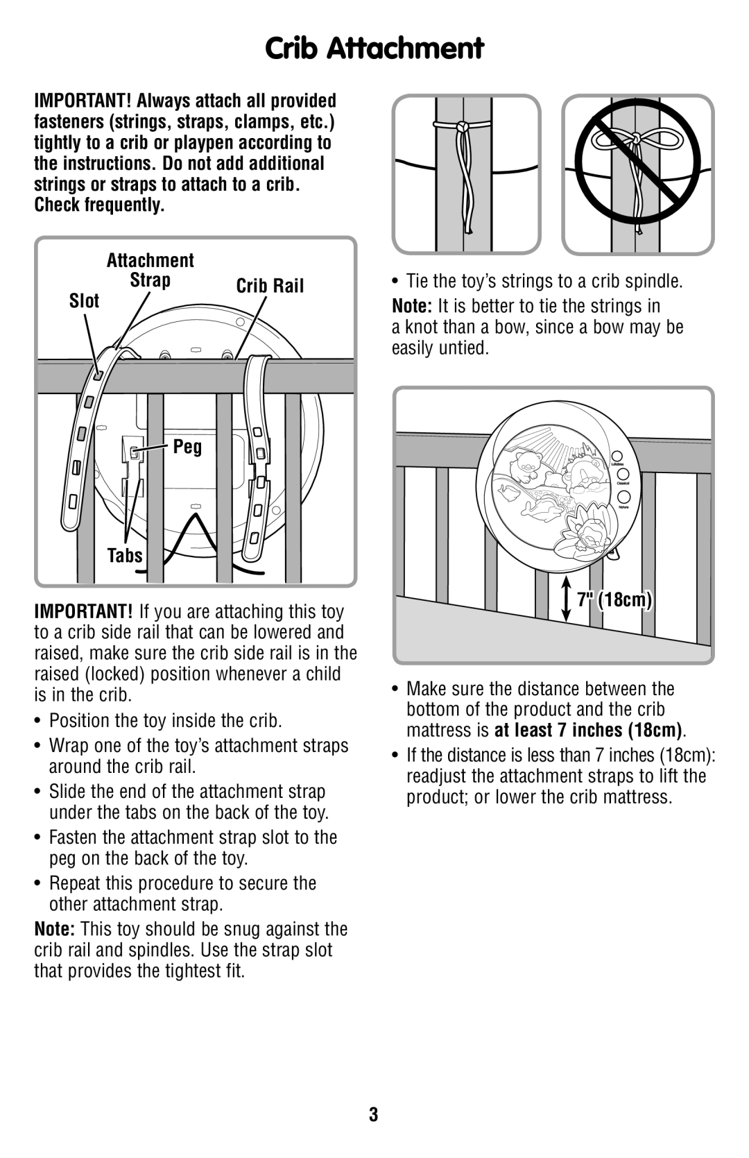 Fisher-Price P5332 instruction sheet Crib Attachment, Slot Peg Tabs, 18cm 