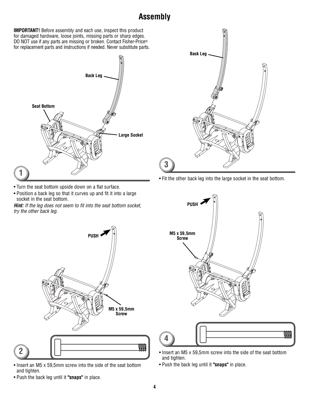 Fisher-Price P5748 manual Assembly 