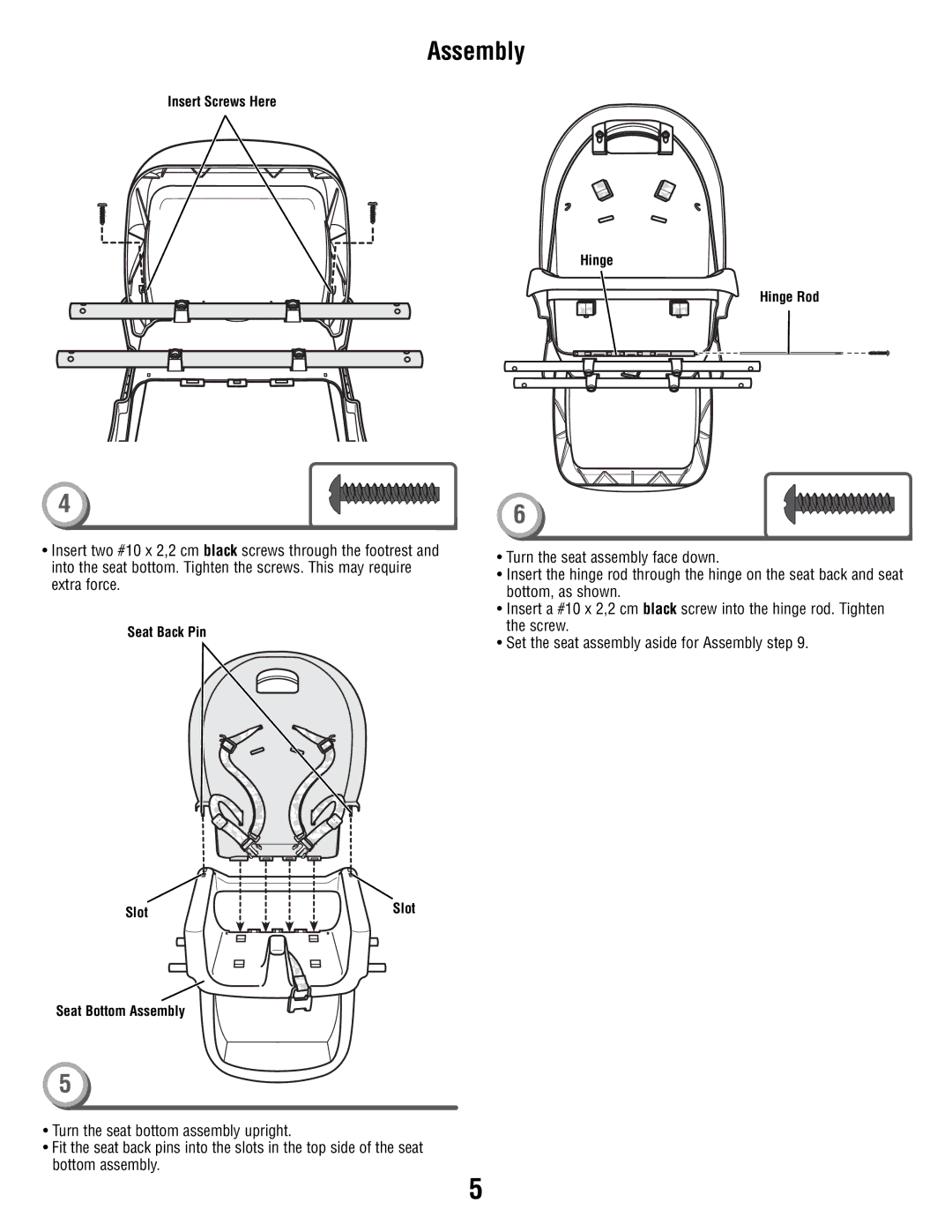 Fisher-Price P5755 manual Insert Screws Here Hinge Hinge Rod 