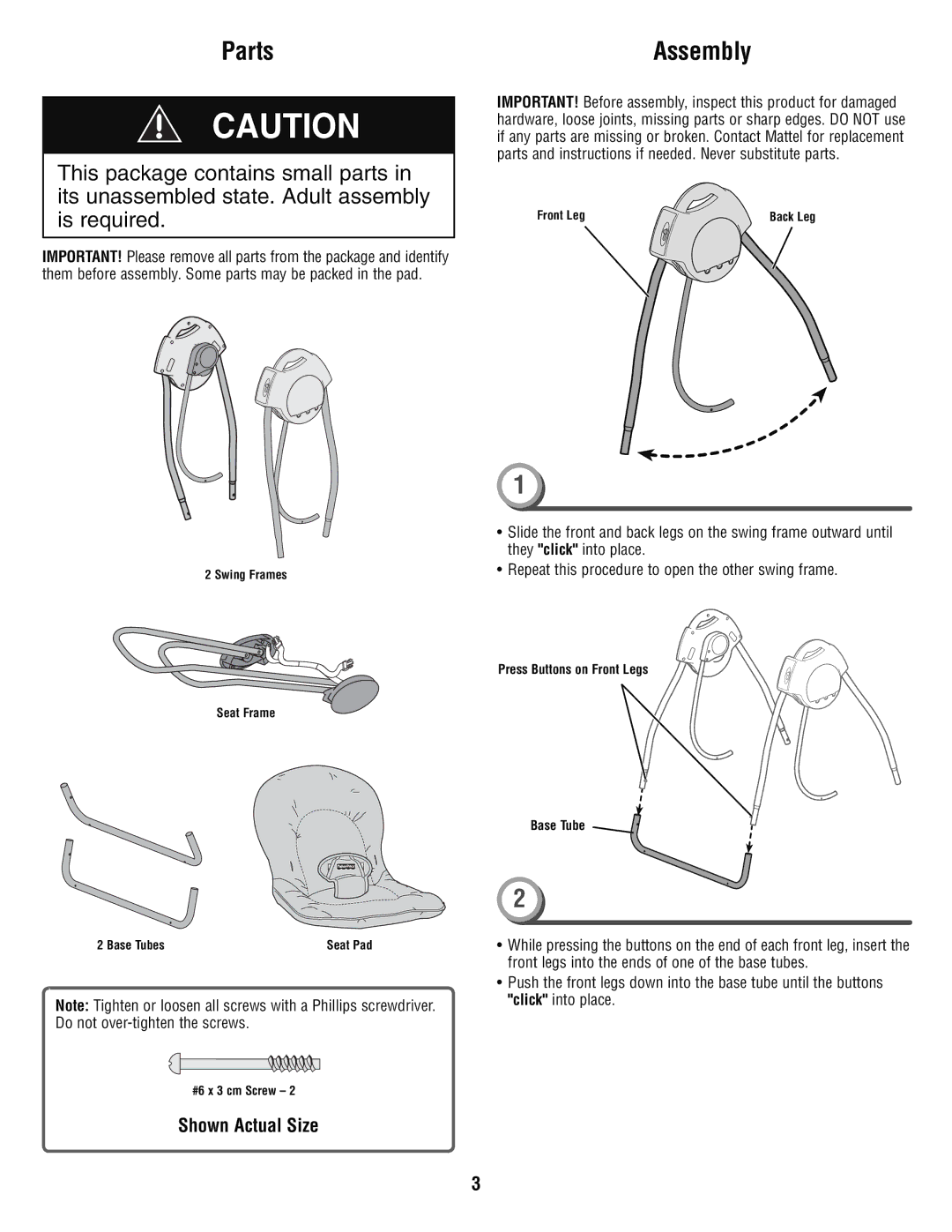 Fisher-Price P6033 manual Parts, Assembly 