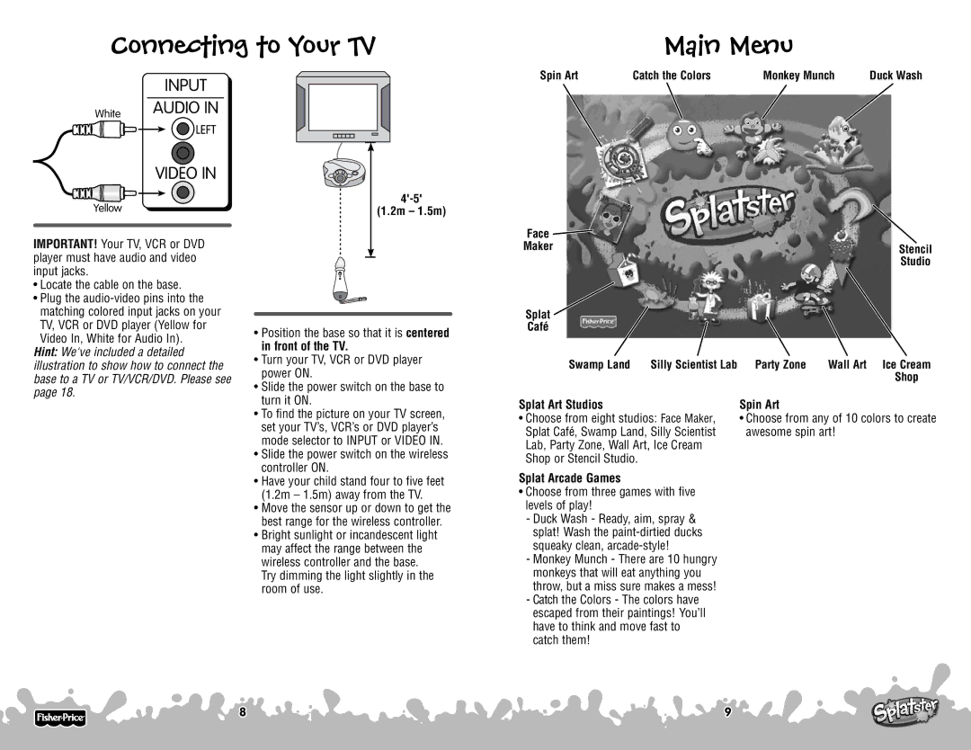 Fisher-Price P6843 manual Connecting to Your TV Main Menu 