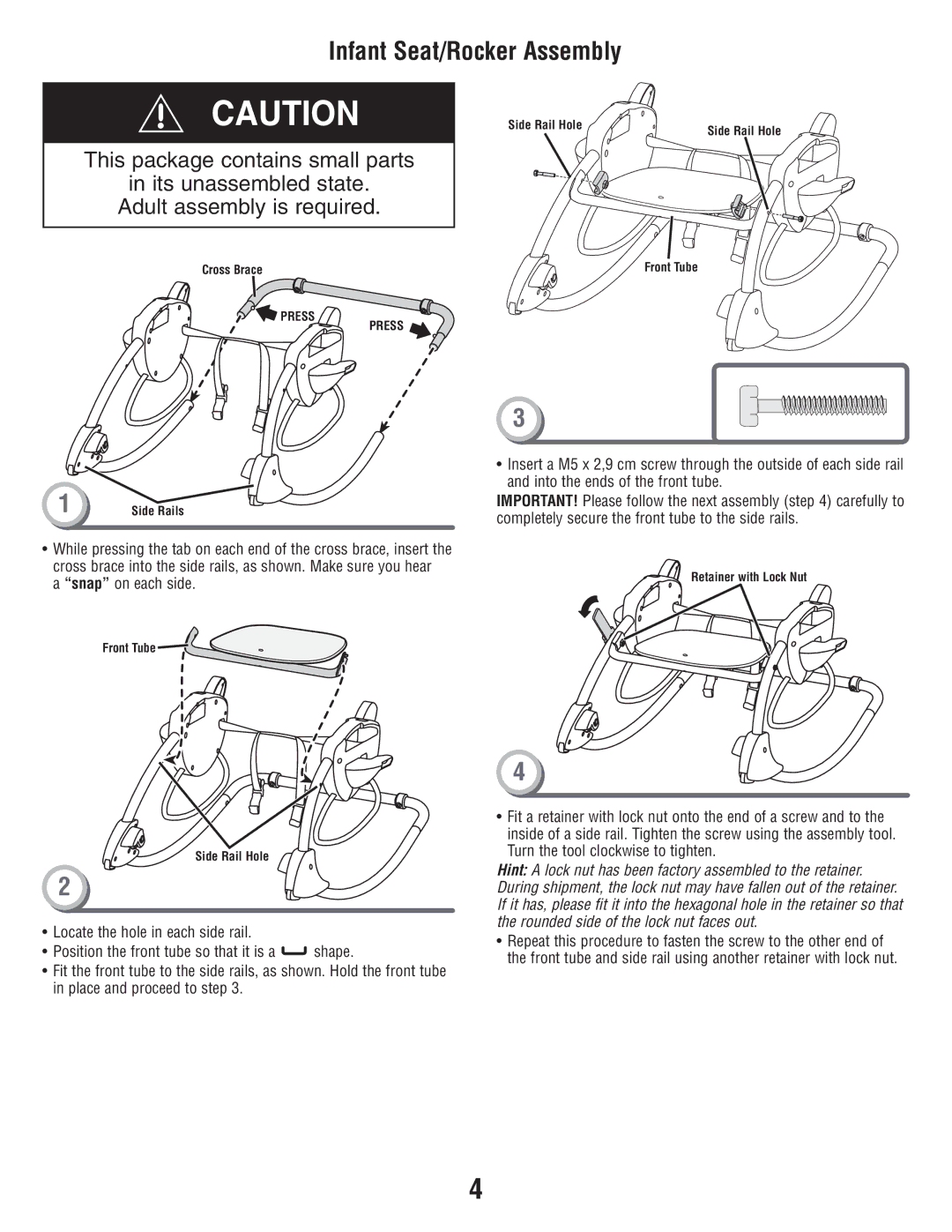 Fisher-Price P6946 manual Infant Seat/Rocker Assembly, Press 