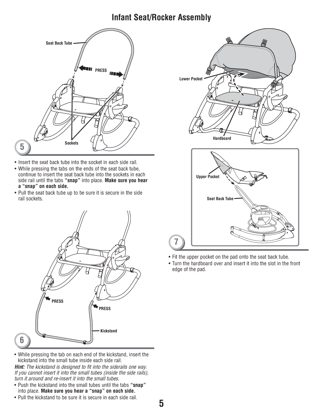 Fisher-Price P6946 manual Pull the kickstand to be sure it is secure in each side rail 