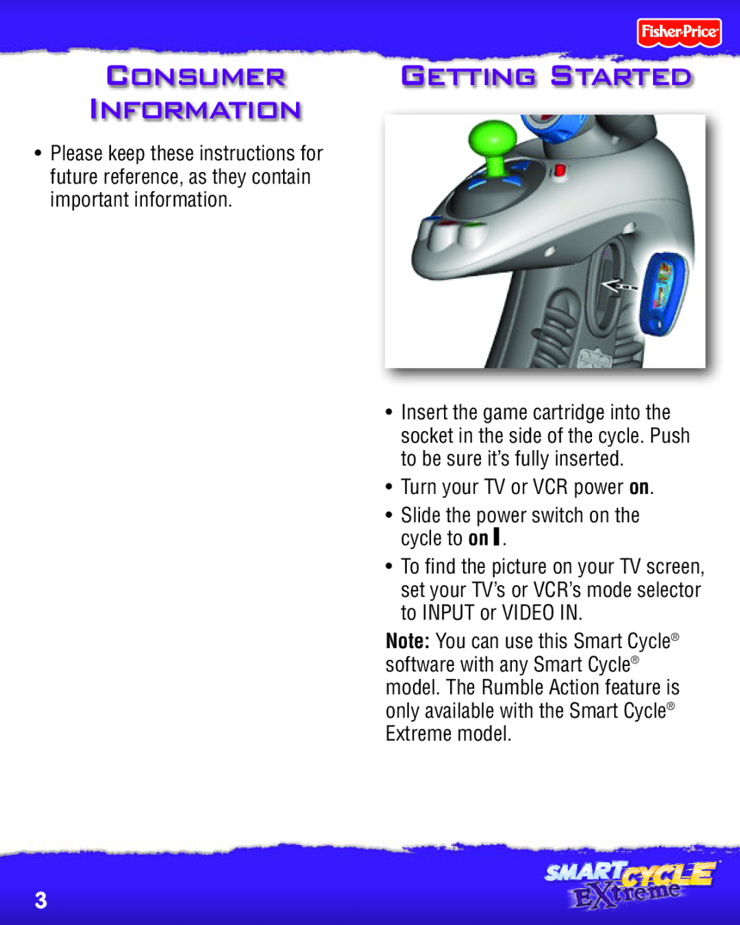 Fisher-Price P8895 manual Consumer Information, Getting Started 