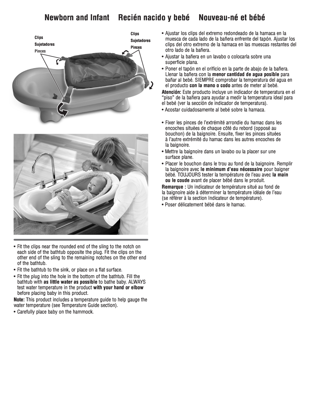 Fisher-Price P9042 manual Newborn and Infant Recién nacido y bebé Nouveau-né et bébé 