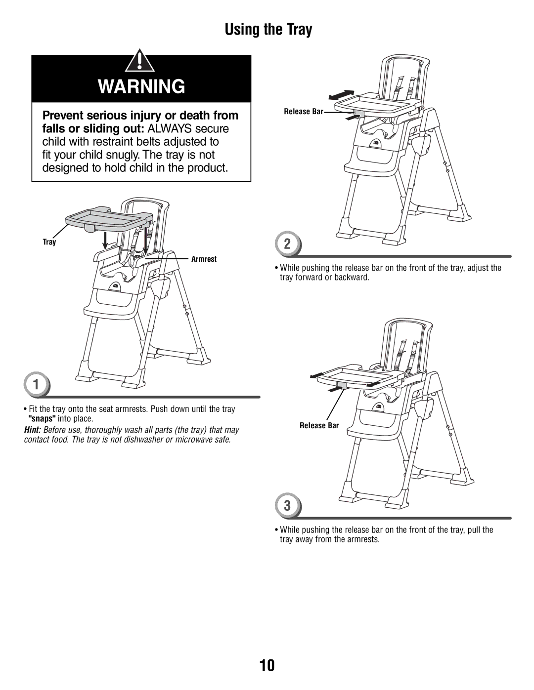 Fisher-Price P9043 manual Using the Tray 