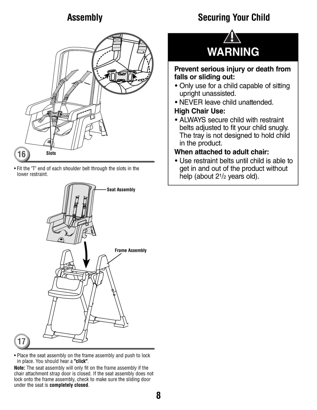 Fisher-Price P9043 manual Securing Your Child 