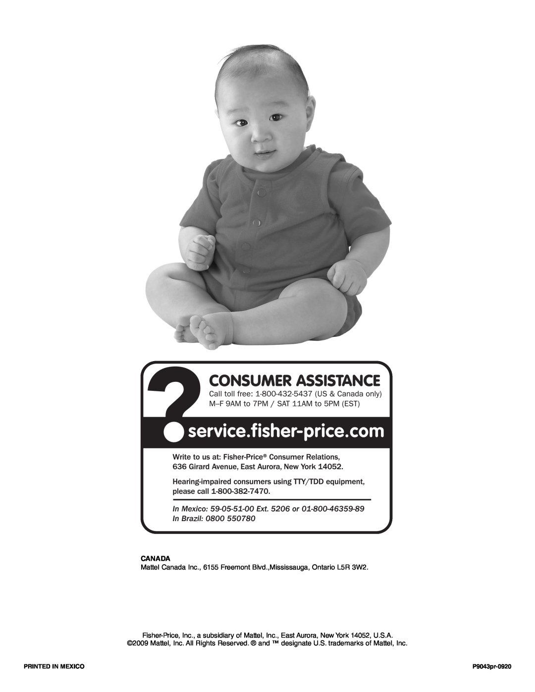 Fisher-Price P9043 manual Canada 