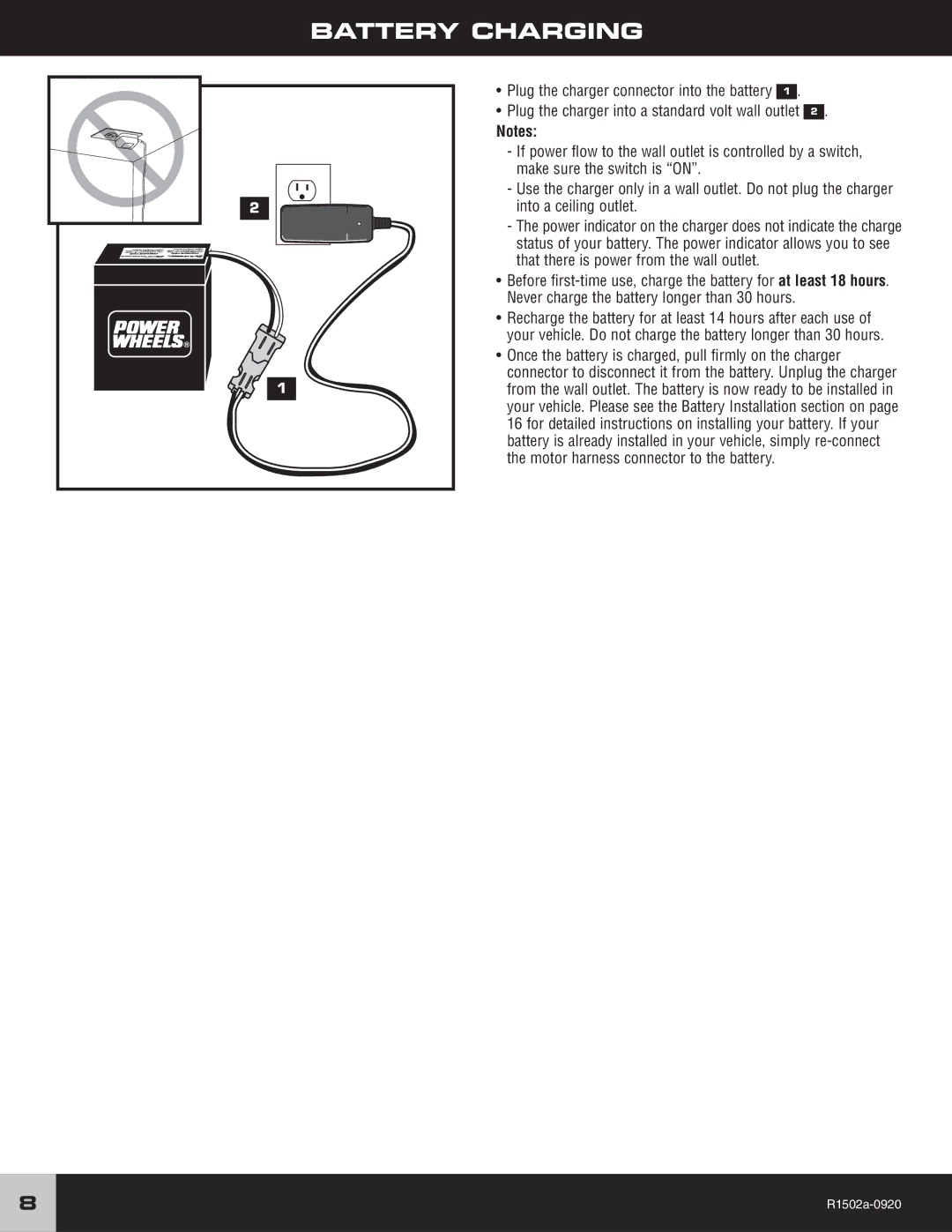 Fisher-Price R1502 owner manual Abatterytableofchargingcontents 