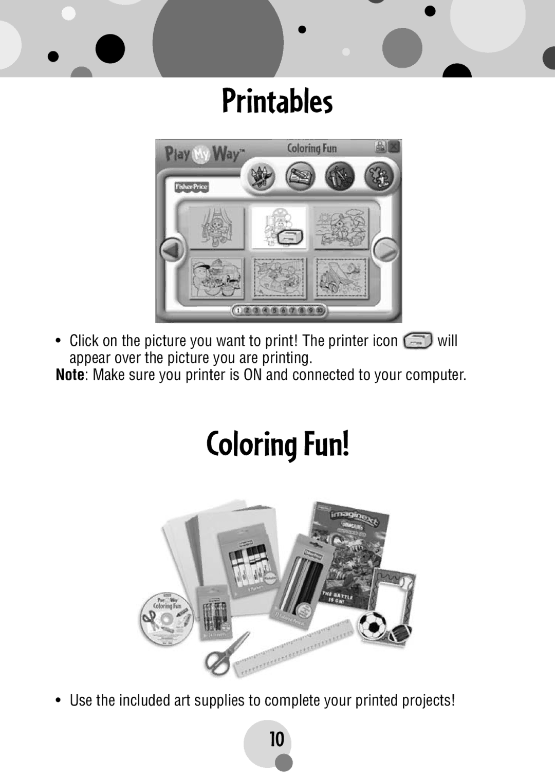 Fisher-Price R4567 manual Printables, Coloring Fun 