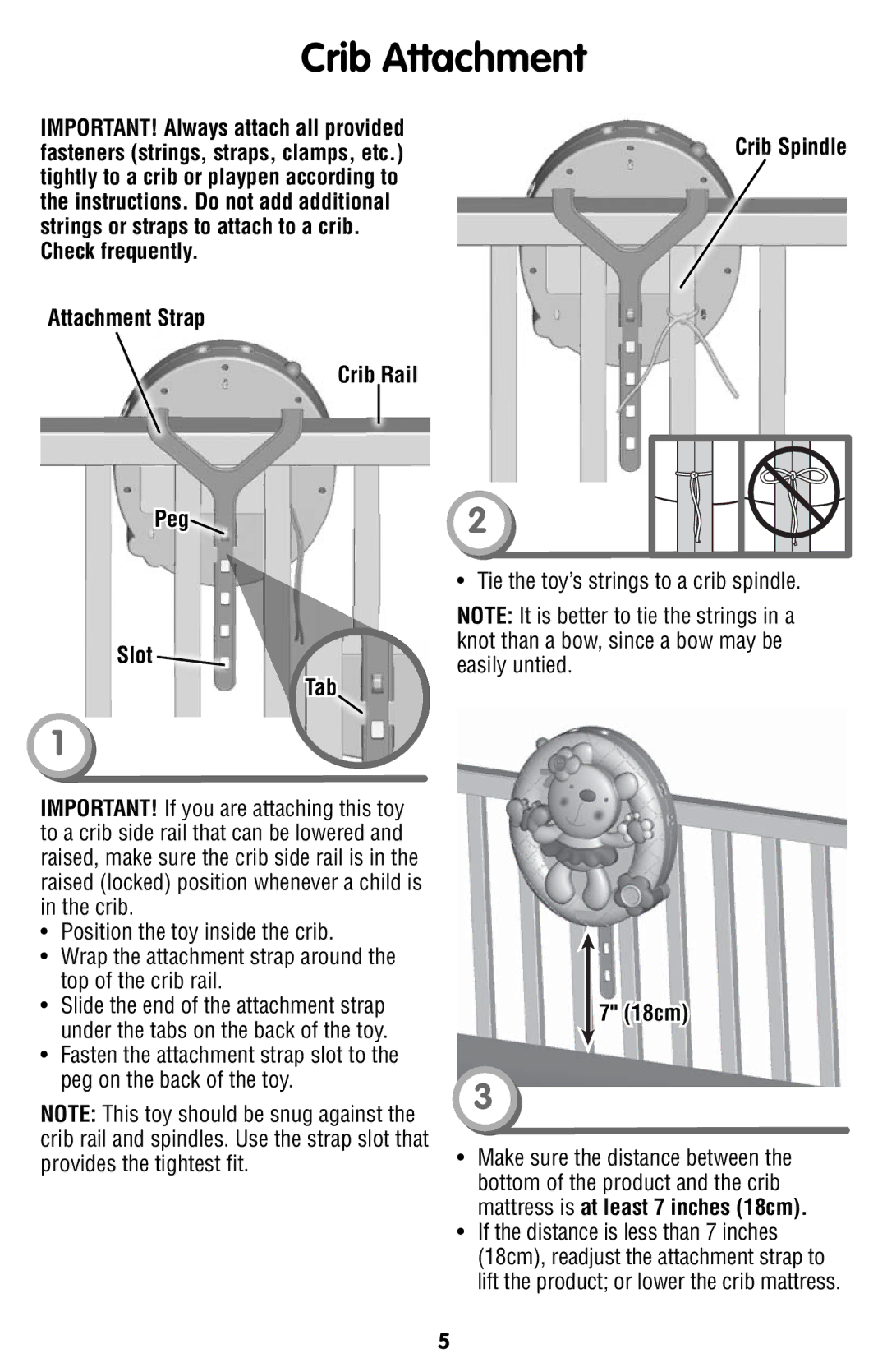 Fisher-Price R4749 manual Crib Attachment, Attachment Strap Crib Rail Peg Slott Tab, Crib Spindle, 18cm 